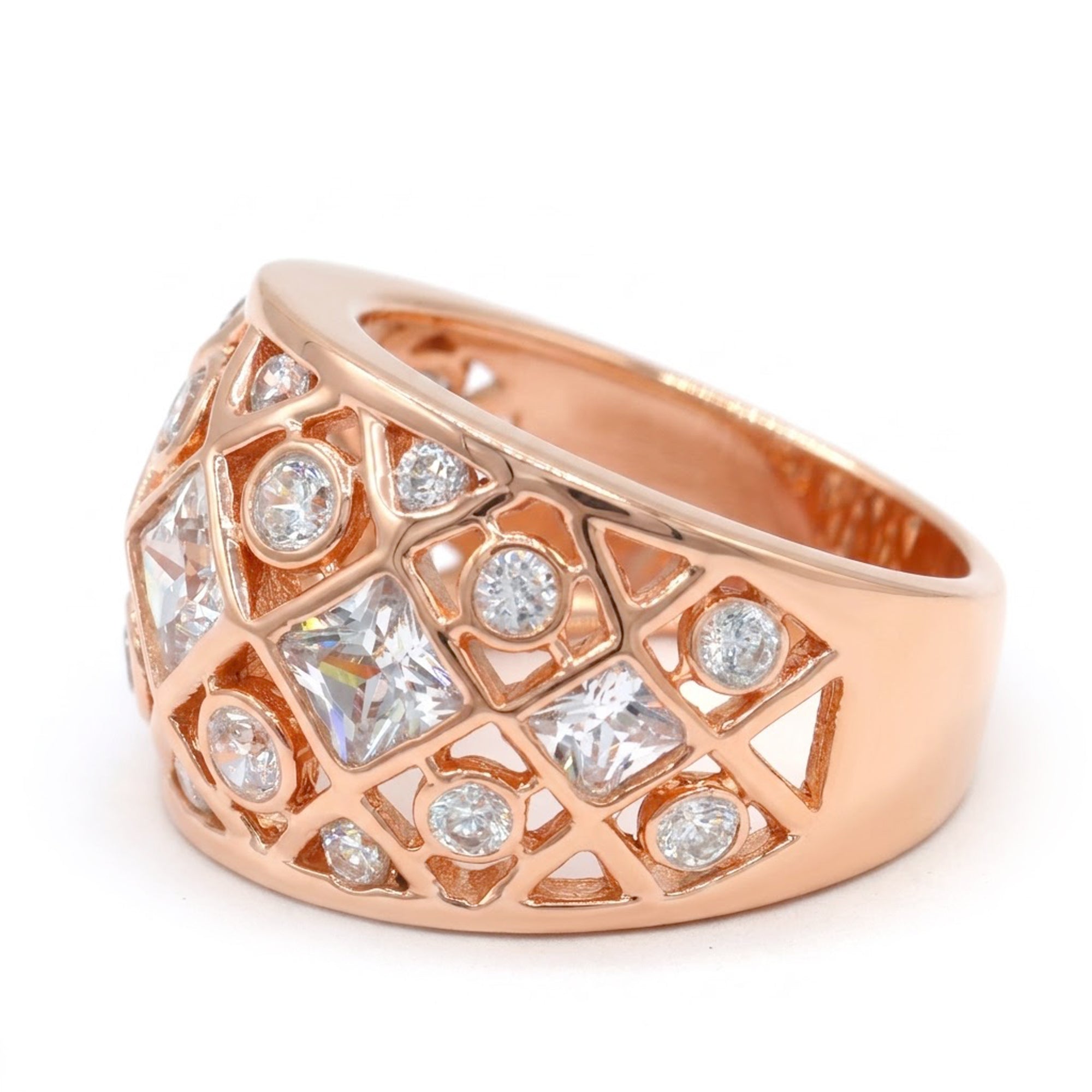 Signity Sterling Silver Cubic Zirconia Lattice Tapered  Ring CANNOT BE RESIZED