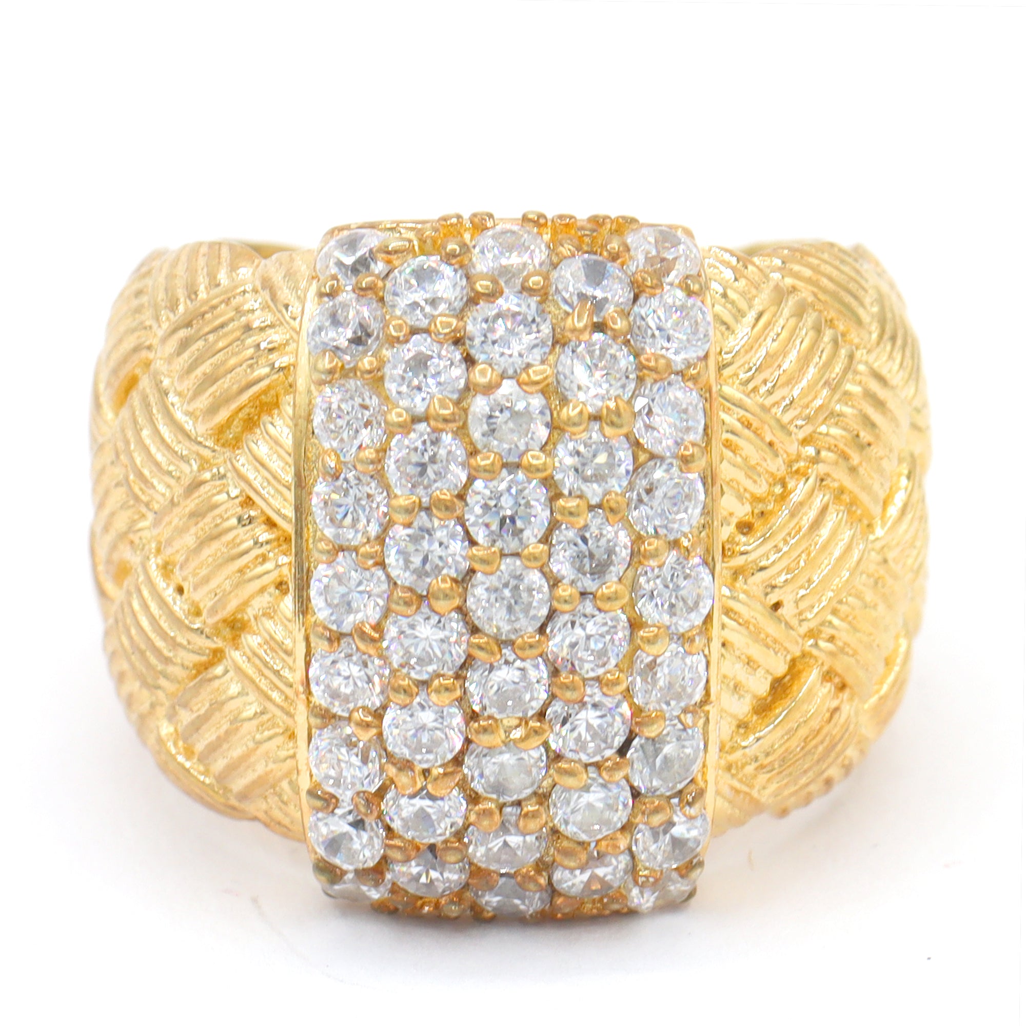 Bague Signity en argent sterling avec oxyde de zirconium, motif tressé - NE PEUT PAS ÊTRE REDIMENSIONNÉE.