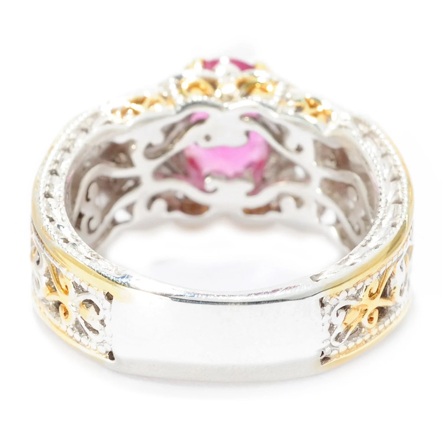 Gems en Vogue 1.16ctw Rubellite & White Sapphire Band Ring