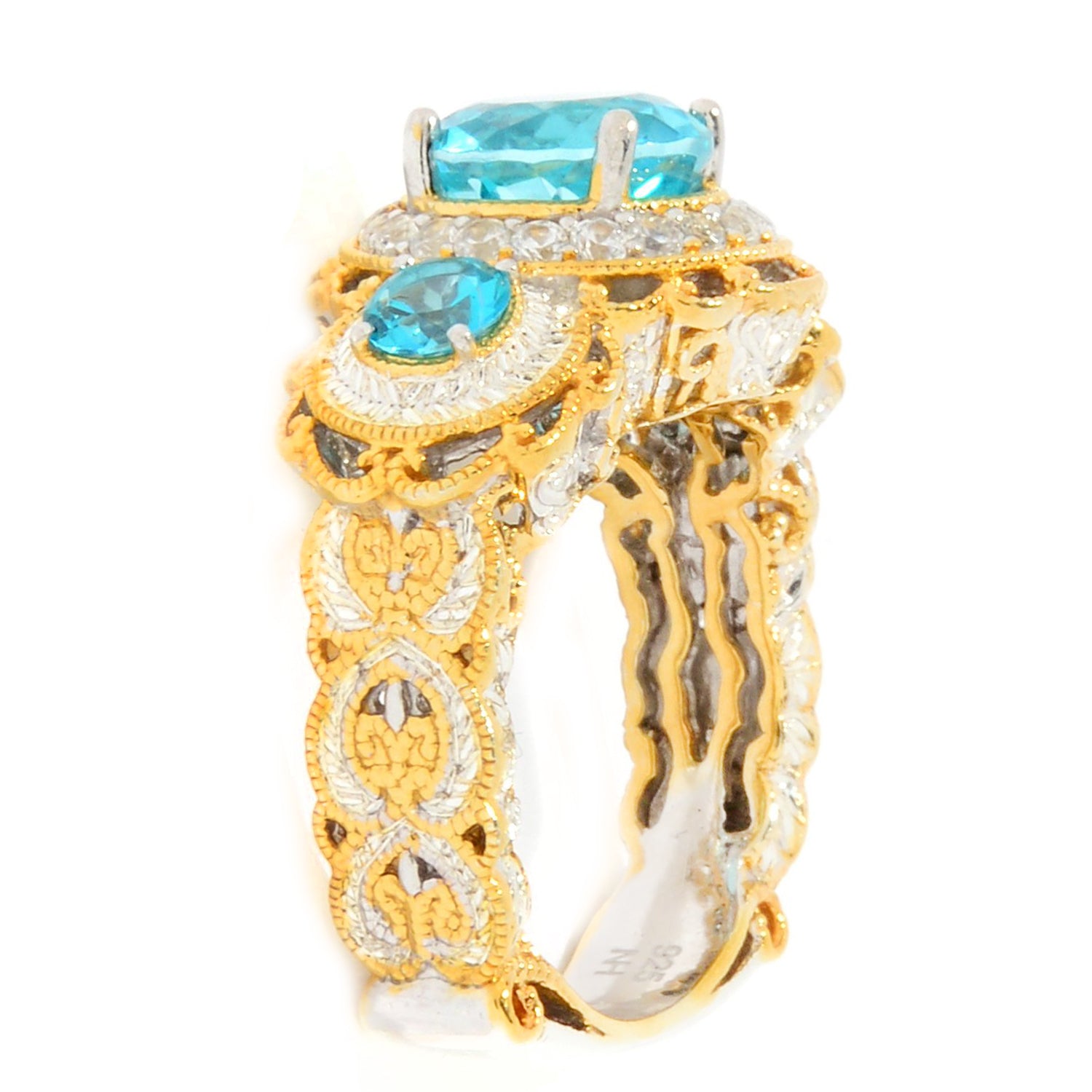 Gems en Vogue 2.41ctw Paraiba Topaz & White Zircon Ring