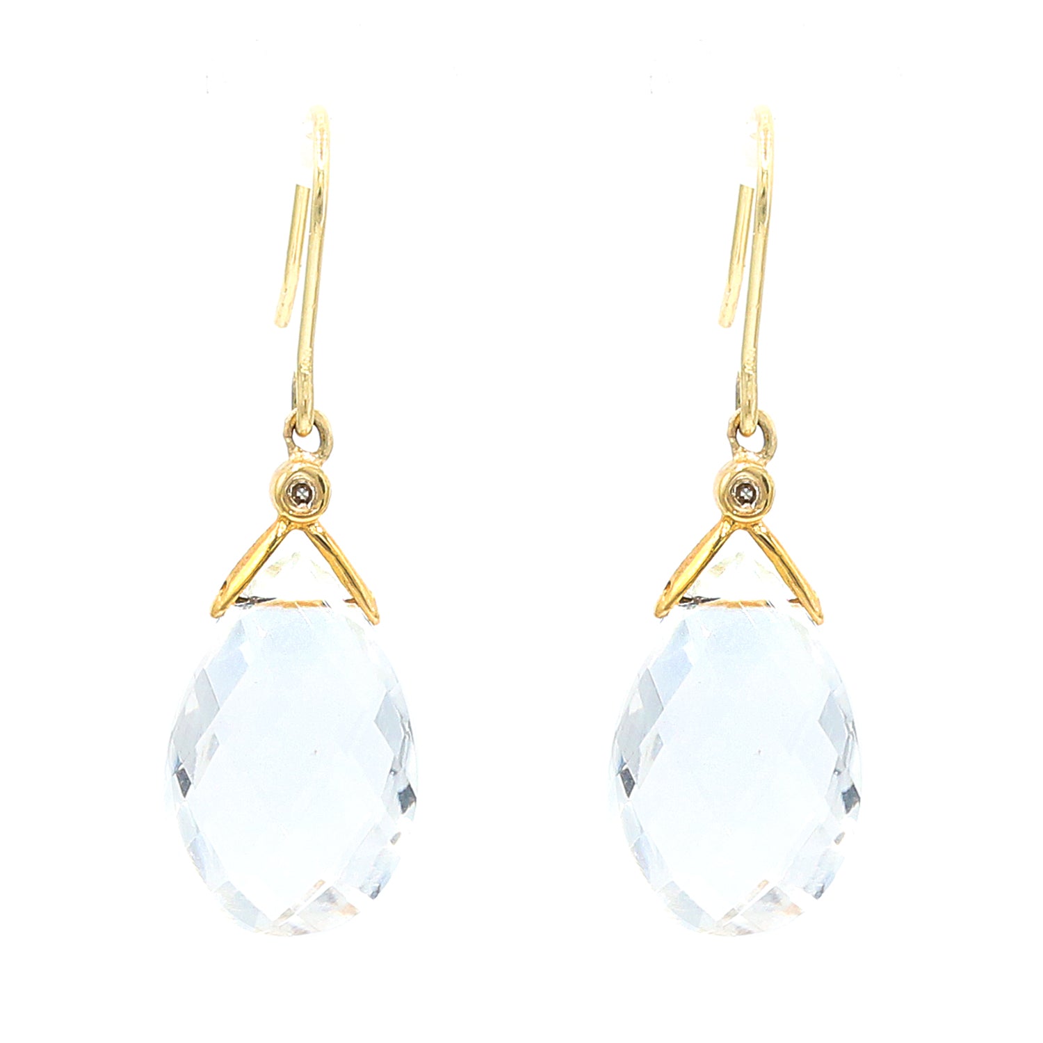 Golden Jewel 14K Gold Choice of Gemstone & Diamond Drop Earrings