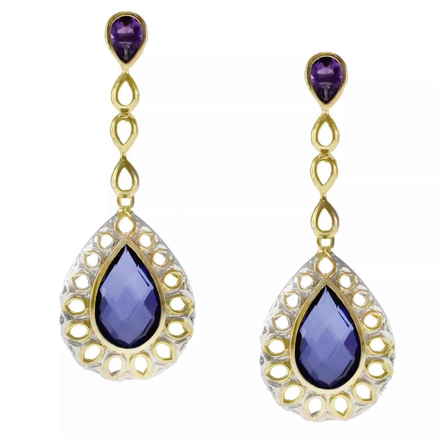 Jason Dow 14.14ctw Purple Quartz Doublet and Amethyst Earrings