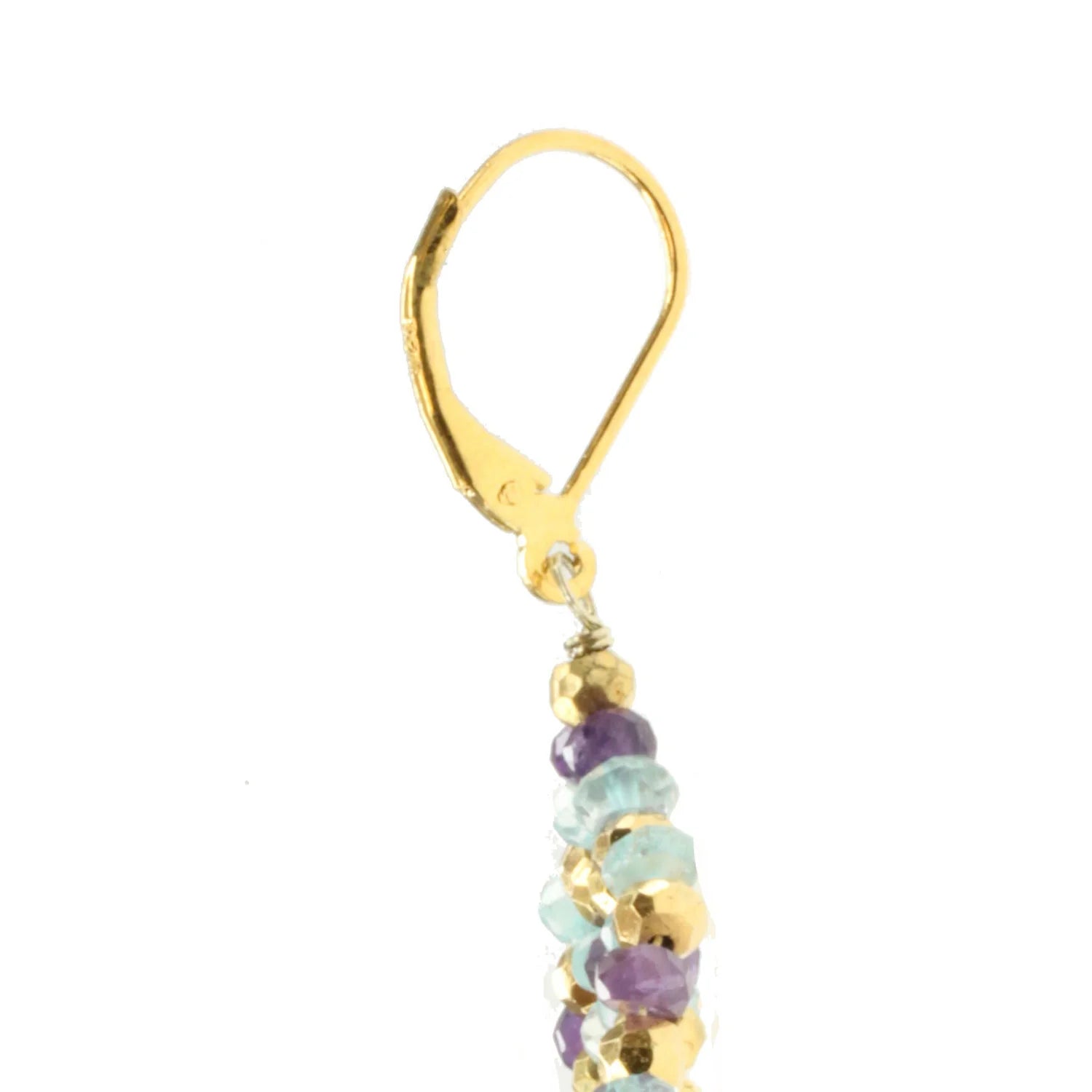 Kristen Amato Gold over Silver Amethyst Blue Topaz and Pyrite Earrings