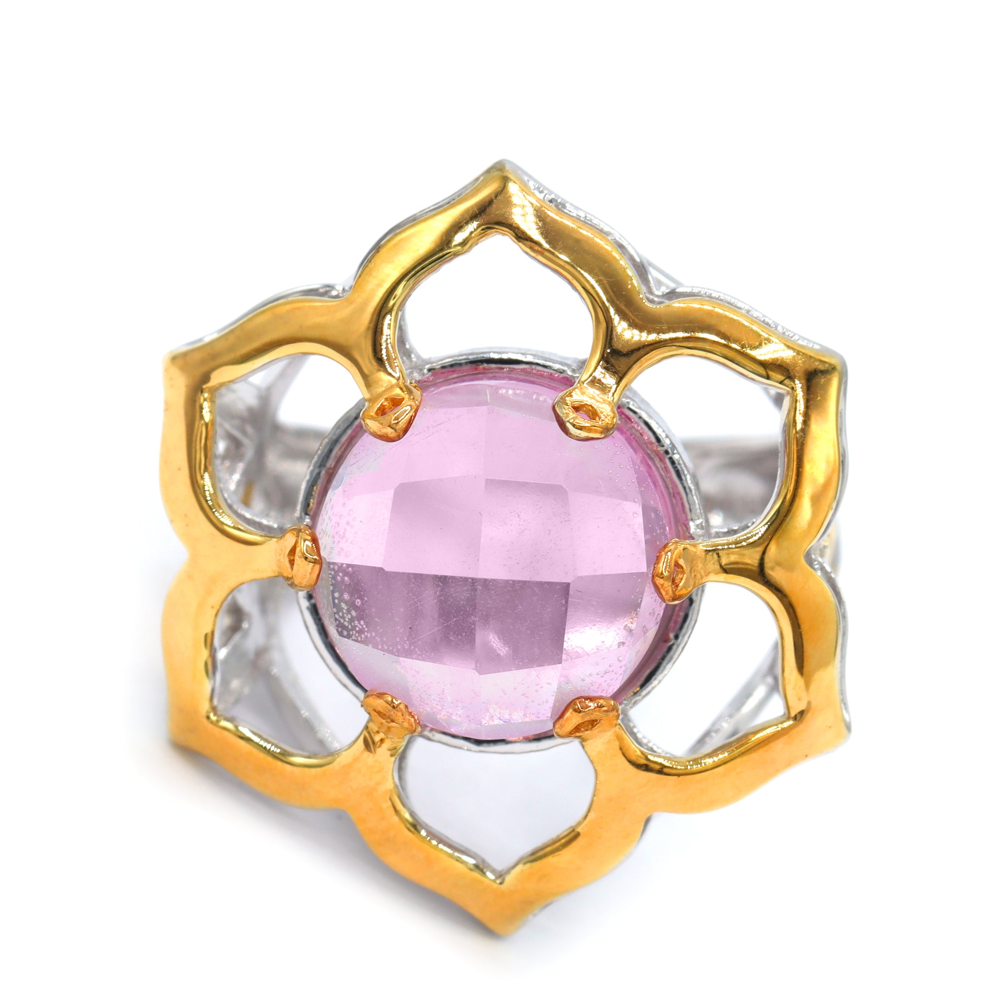 Jason Dow 5.35ctw Blue or Pink Quartz Doublet Flower Ring