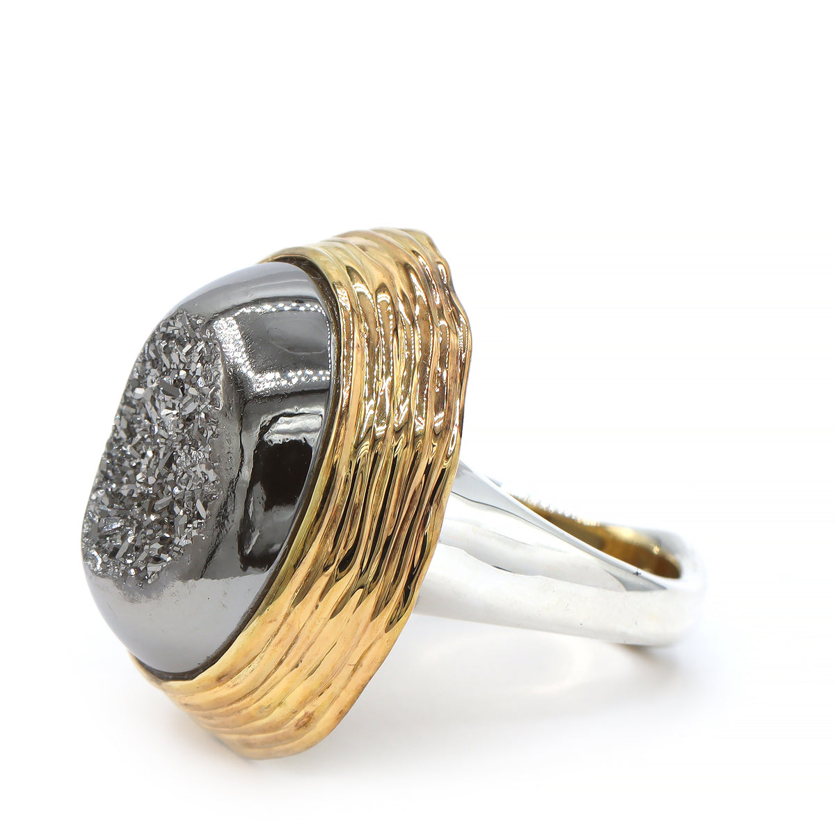 Provisor 16.05ctw Druzy & Blue Sapphire Ring