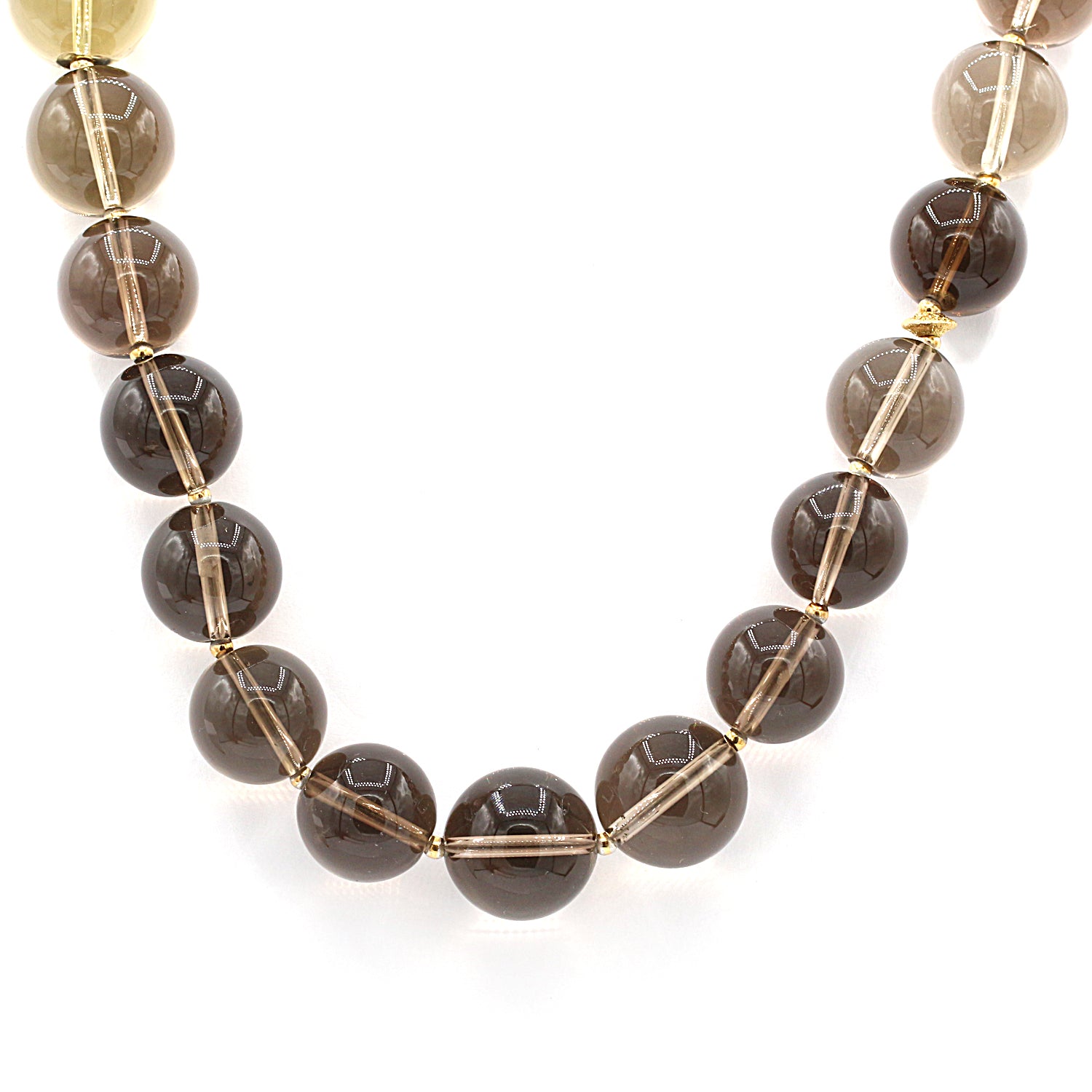 High Quality Smoky Quartz 2024 Rock Stone Beaded Necklace Sterling Silver Clasp 20 in