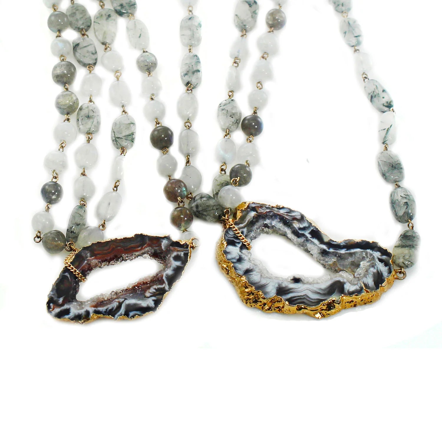 Kristen Amato Druzy Slice & Rutilated Quartz Necklace