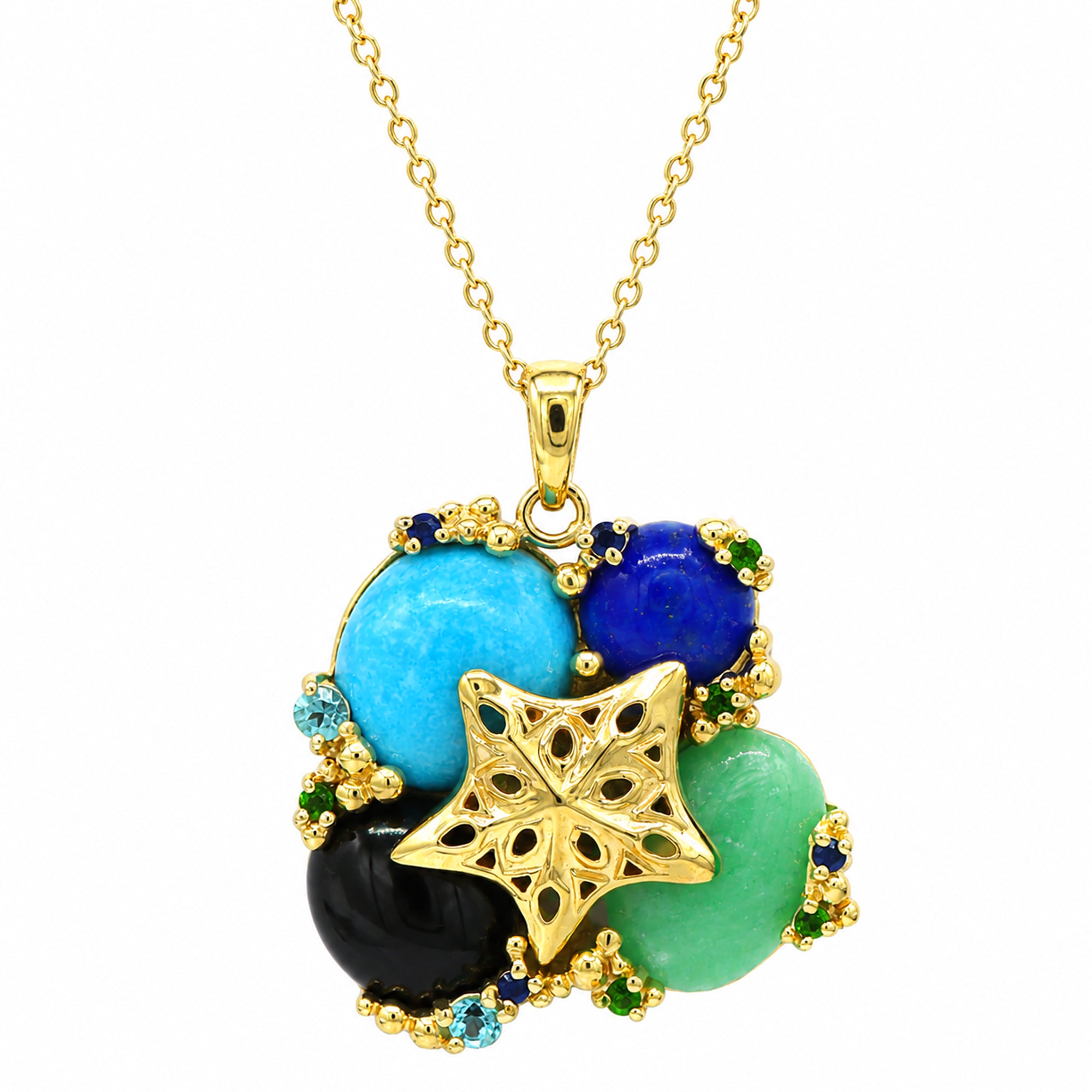 Collier de perles Provisor en quartz fumé, perles et pierres précieuses multiples