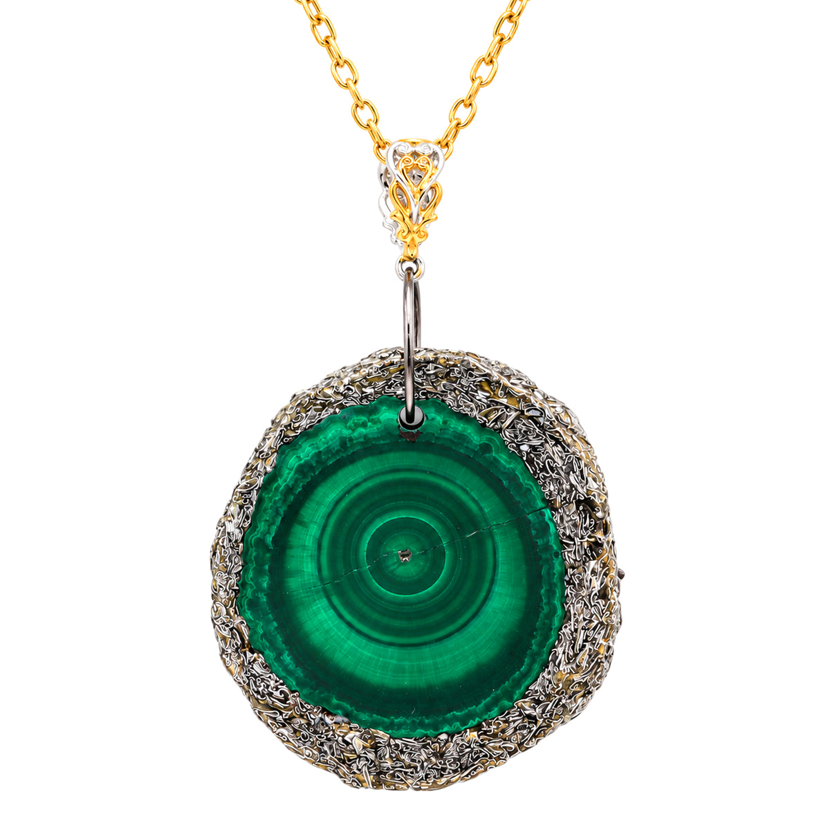 Gems en Vogue 30mm Malachite Slice Pendant