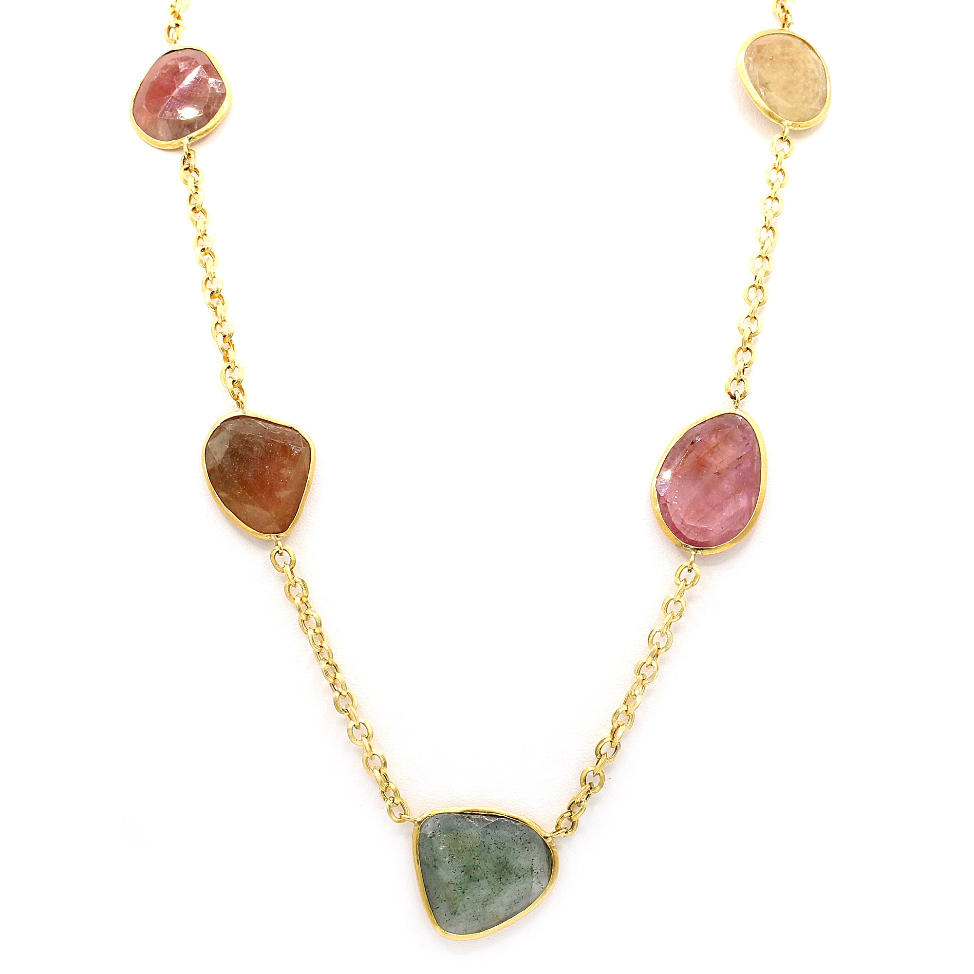 GEV The Vault Exclusive One-of-a-Kind 18K Yellow Gold Multi Color Tourmaline Necklace with Appraisal
