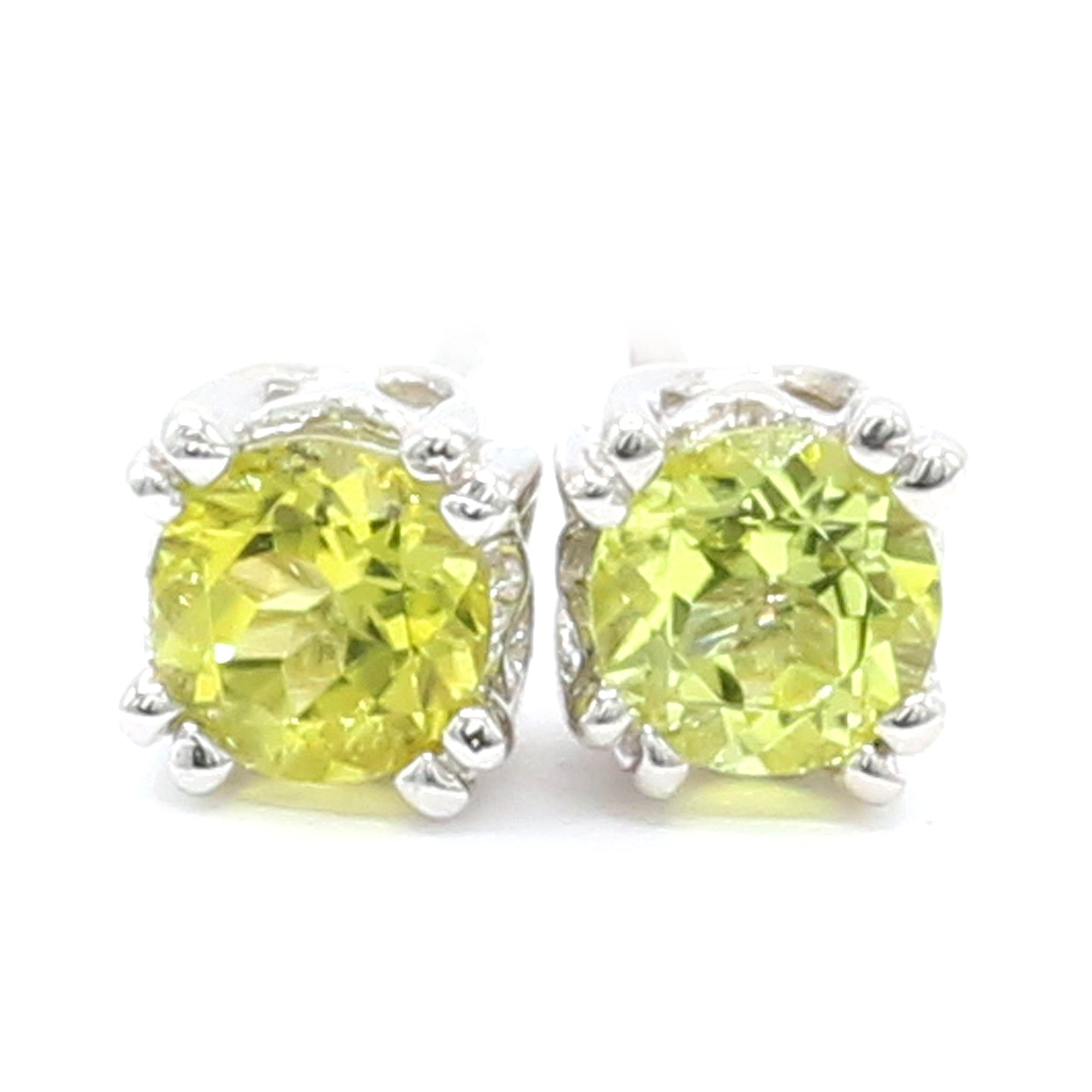 Golden Jewel 18K White Gold 0.52ctw Canary Tourmaline Stud Earrings