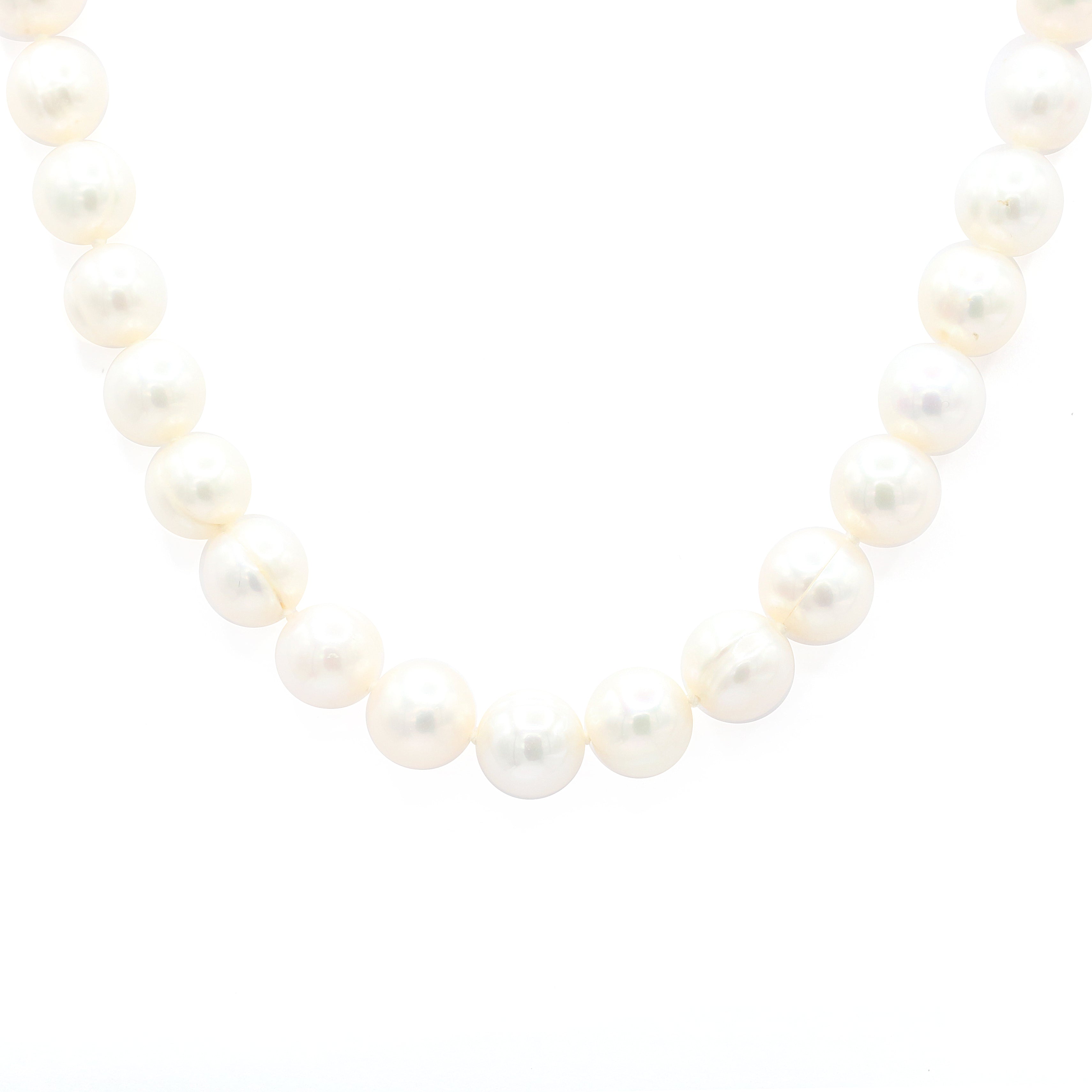Gems en Vogue 14K Yellow Gold White Freshwater Cultured Pearl Bead Necklace