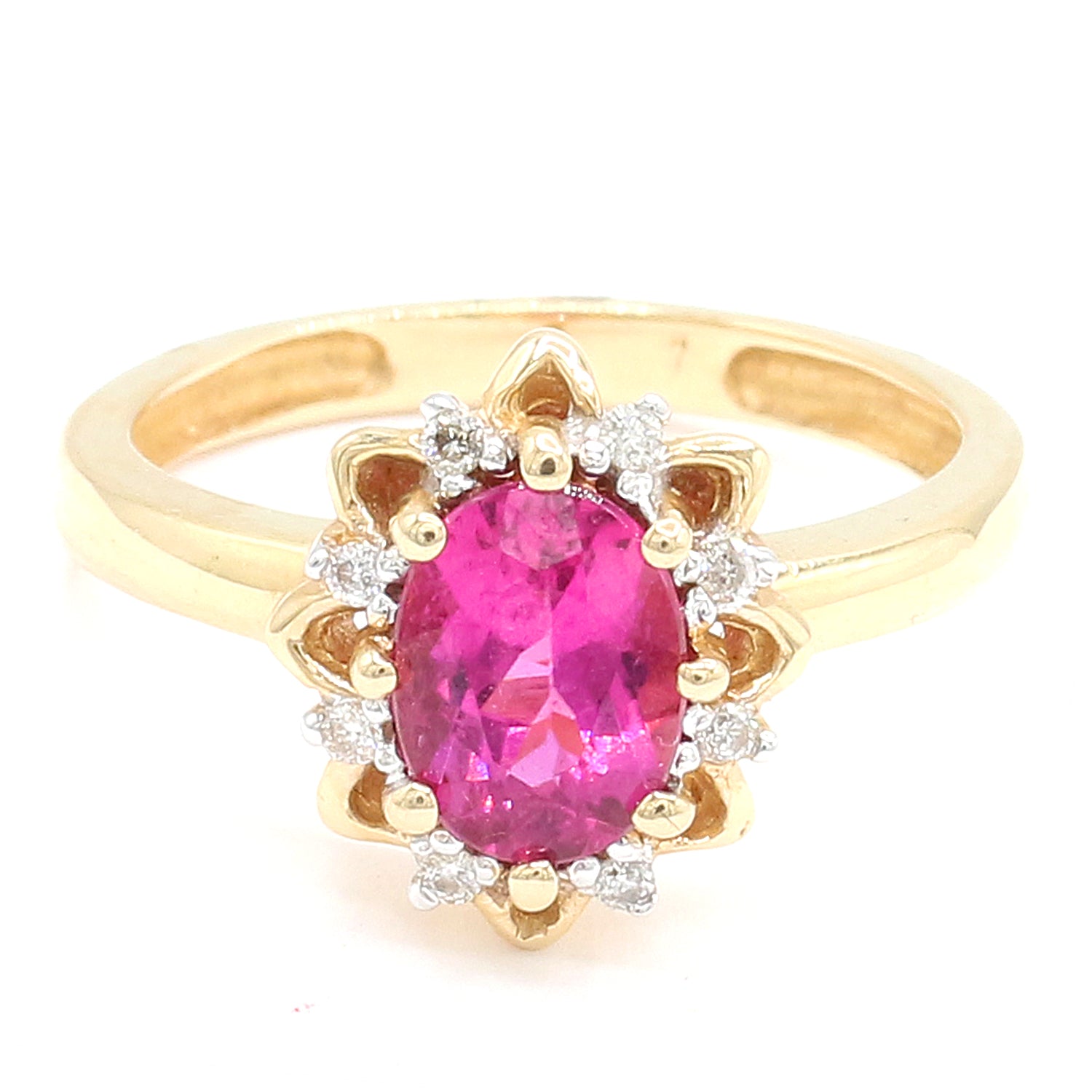 Golden Jewel 14K Yellow Gold 1.34ctw Pink Tourmaline & Diamond Ring