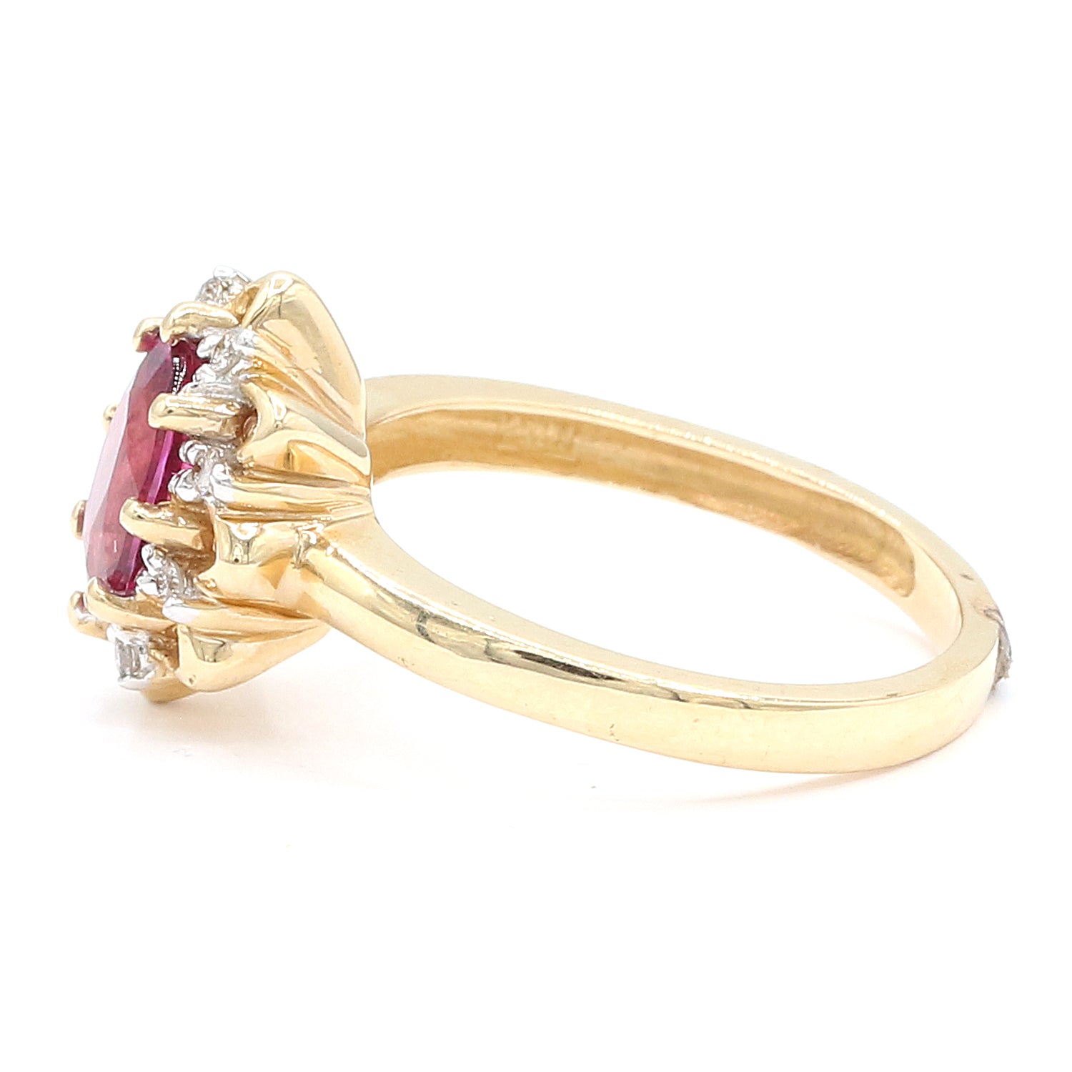 Golden Jewel 14K Yellow Gold 1.34ctw Pink Tourmaline & Diamond Ring