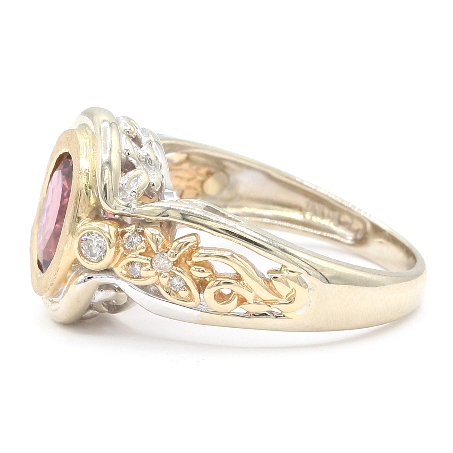 Gems en Vogue Luxe Collection 14K Gold 1.43ctw Pink Tourmaline & Diamond Ring