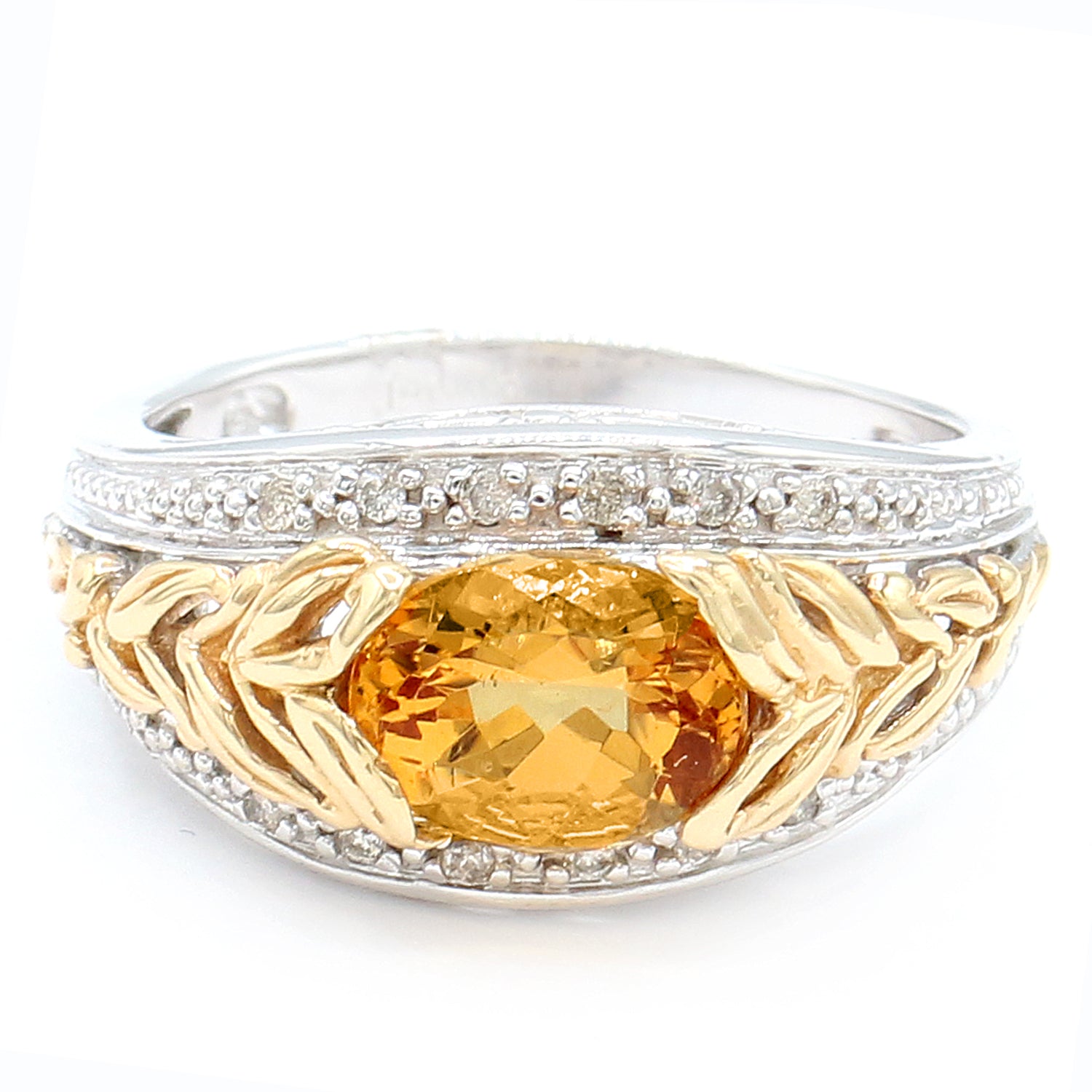 Gems en Vogue Luxe Collection 14K Gold 2.00ctw Imperial Topaz & Diamond Ring