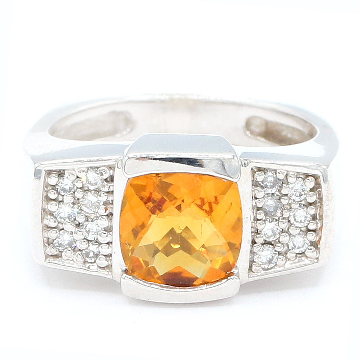 Golden Jewel 14K White Gold 1.92ctw Citrine & Diamond Ring