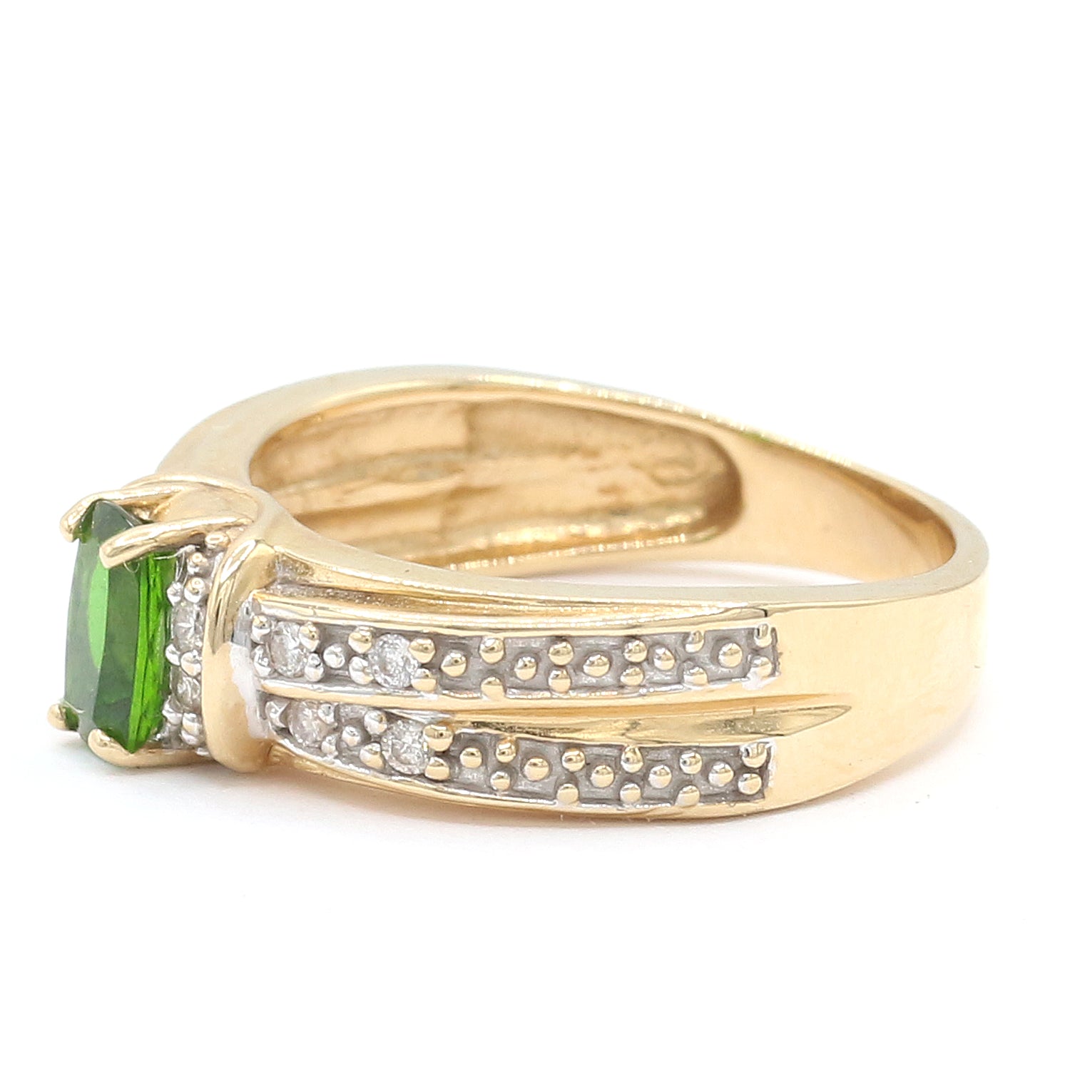 Golden Jewel 14K Yellow Gold 0.67ctw Chrome Diopside & Diamond Ring