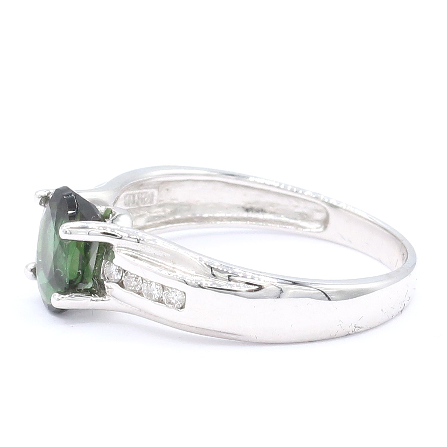 Golden Jewel 14K White Gold 1.48ctw Green Tourmaline & Diamond Ring