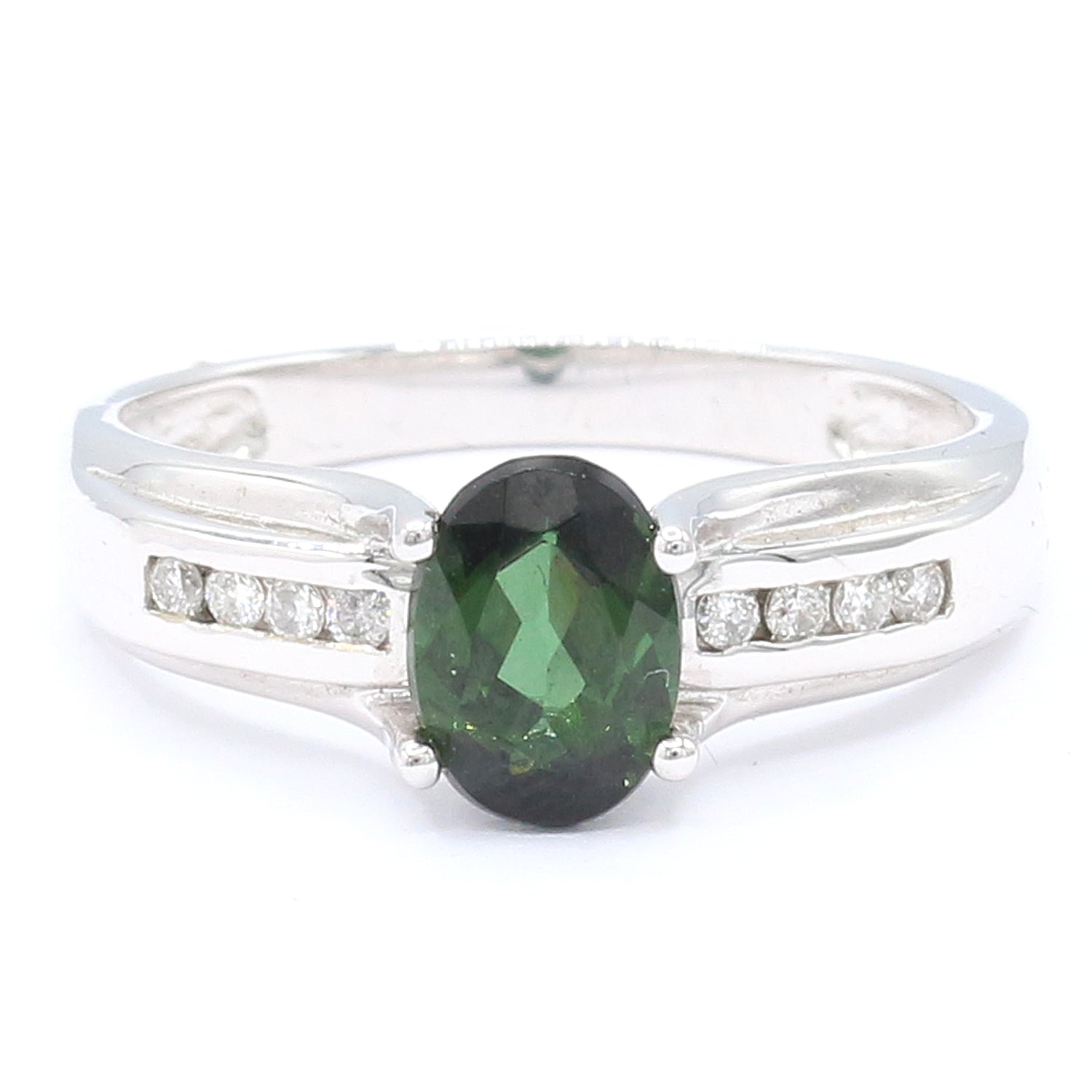 Golden Jewel 14K White Gold 1.48ctw Green Tourmaline & Diamond Ring