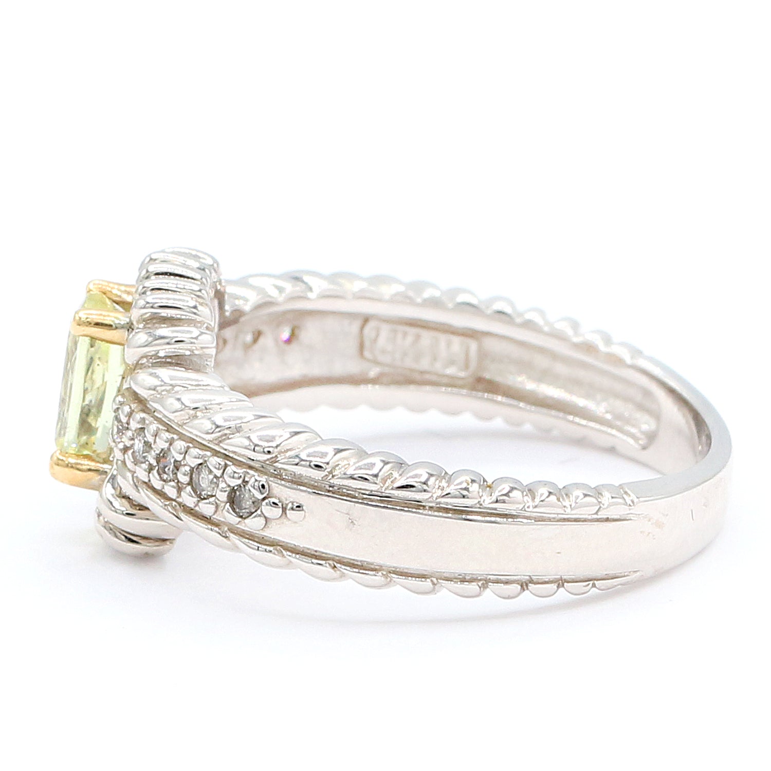 Golden Jewel 14K White Gold 0.65ctw Canary Apatite & Diamond Ring