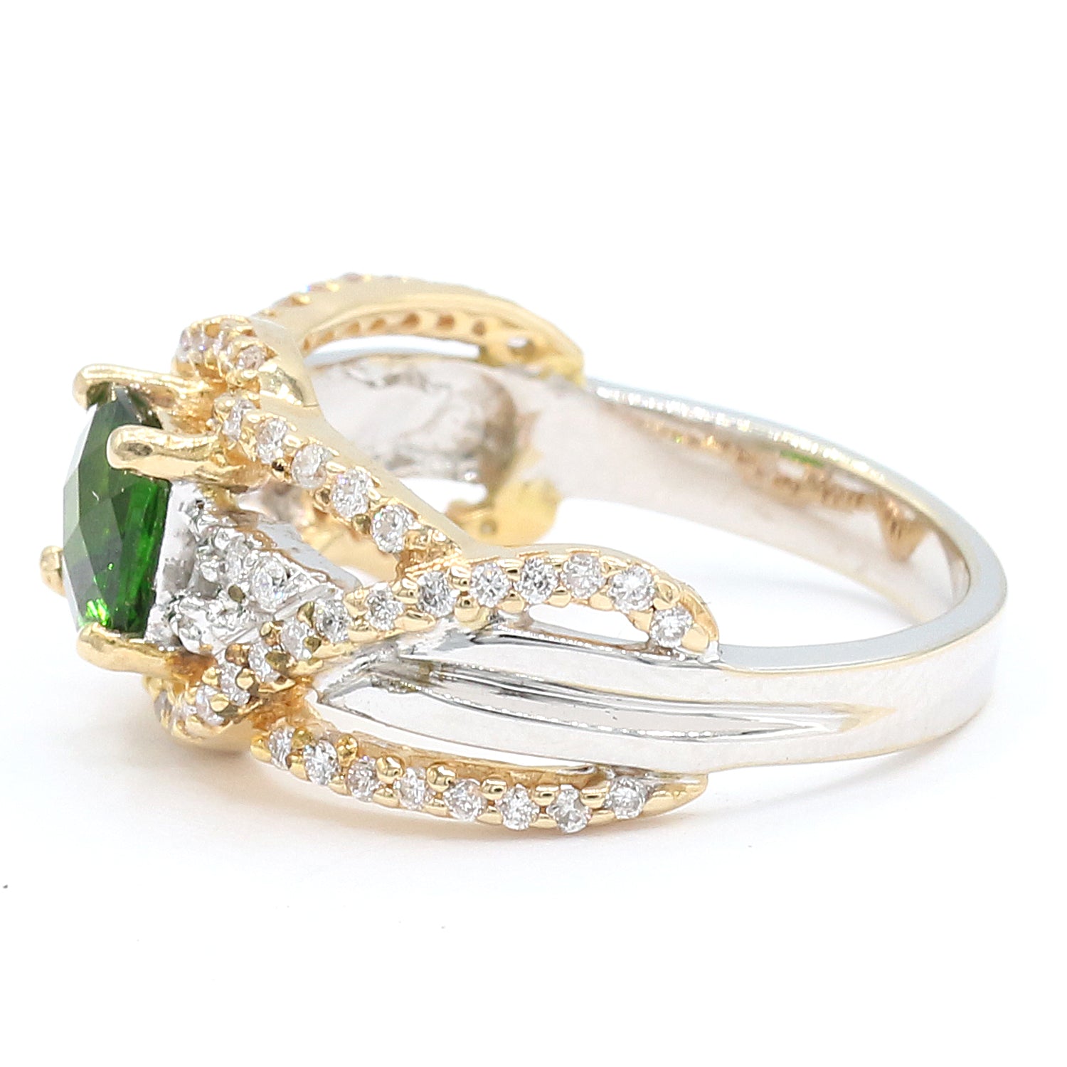 Golden Jewel 14K Gold 1.32ctw Chrome Diopside & Diamond Ring
