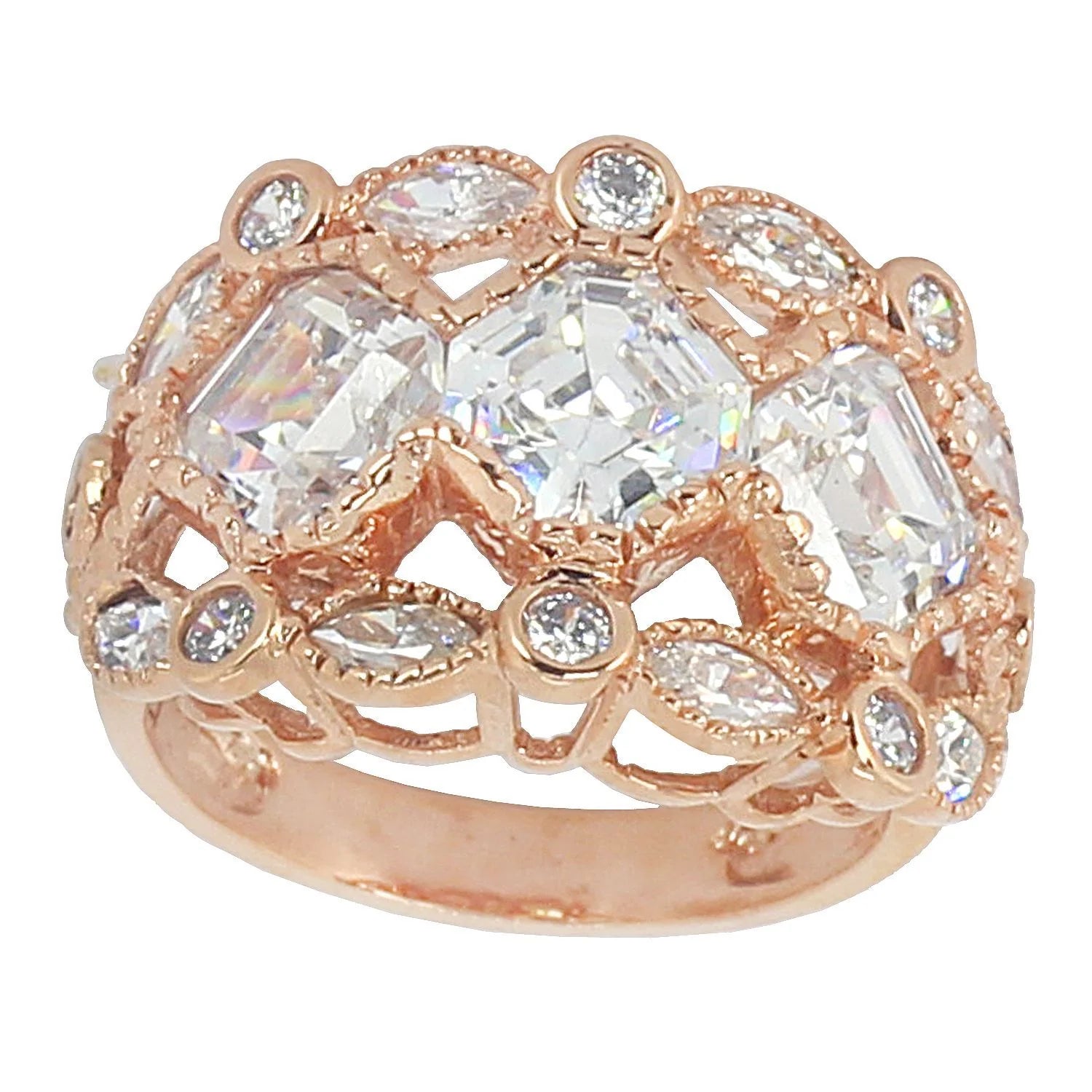 Signity 14K Gold Asscher Cut Cubic Zirconia Ring