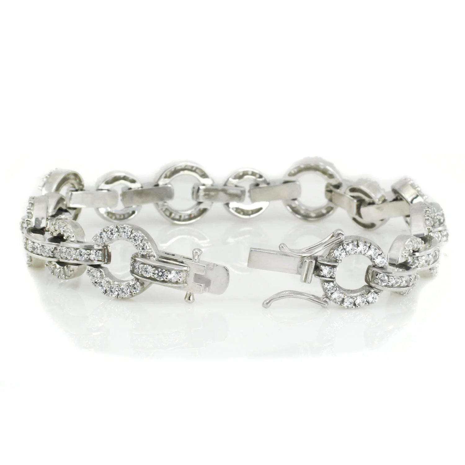 Signity Sterling Silver Round Cubic Zirconia Link Bracelet