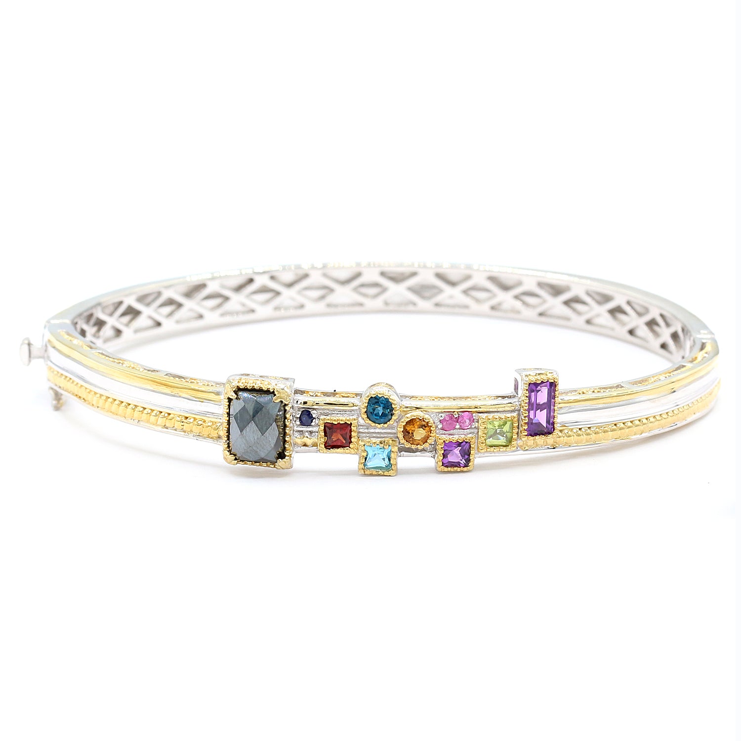 Gems en Vogue 1.60ctw Multi Gemstones "Manhattan" Bangle Bracelet