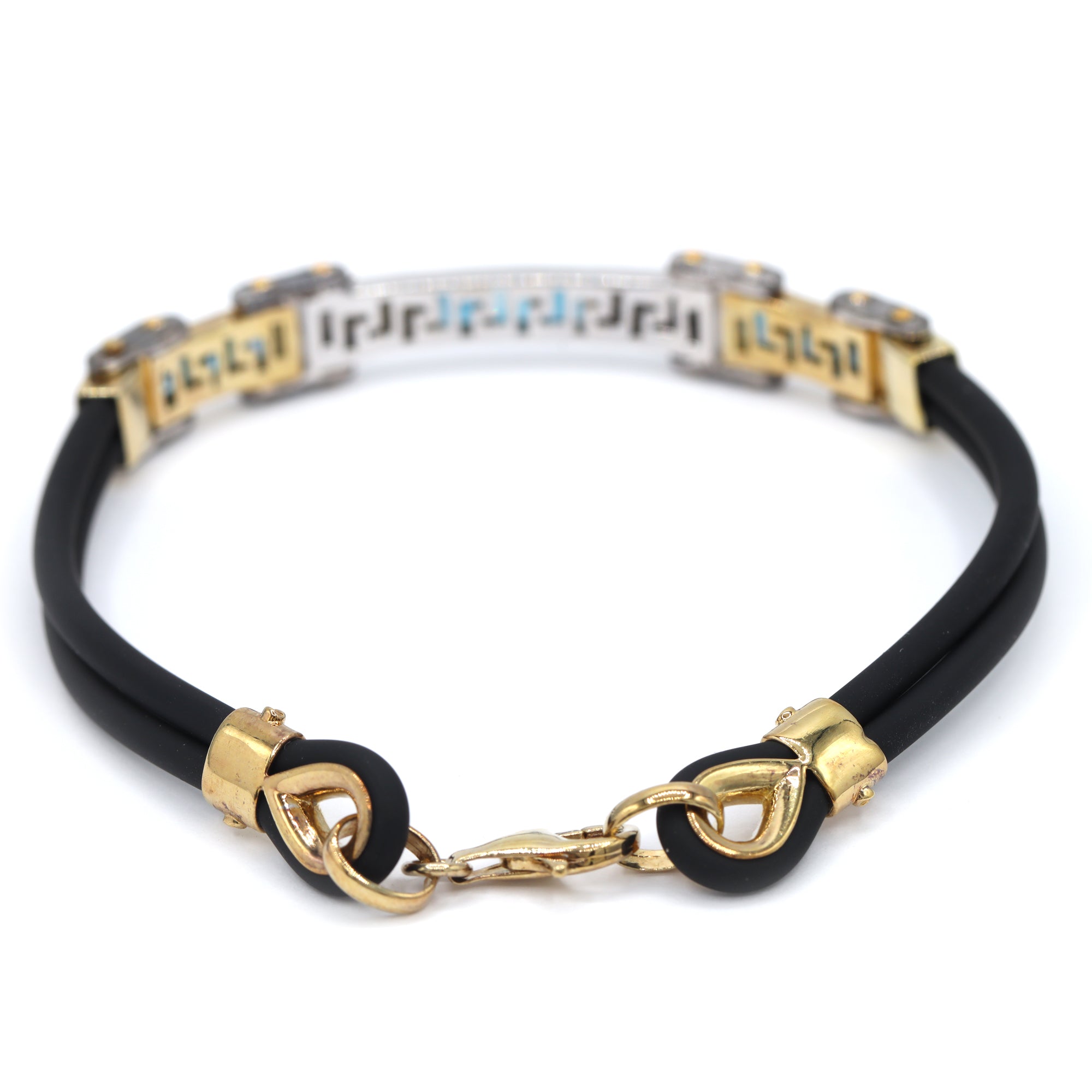 Gems en Vogue 24K Palladium Silver 3.60ctw London Blue Topaz Double Rubber Cord Bracelet