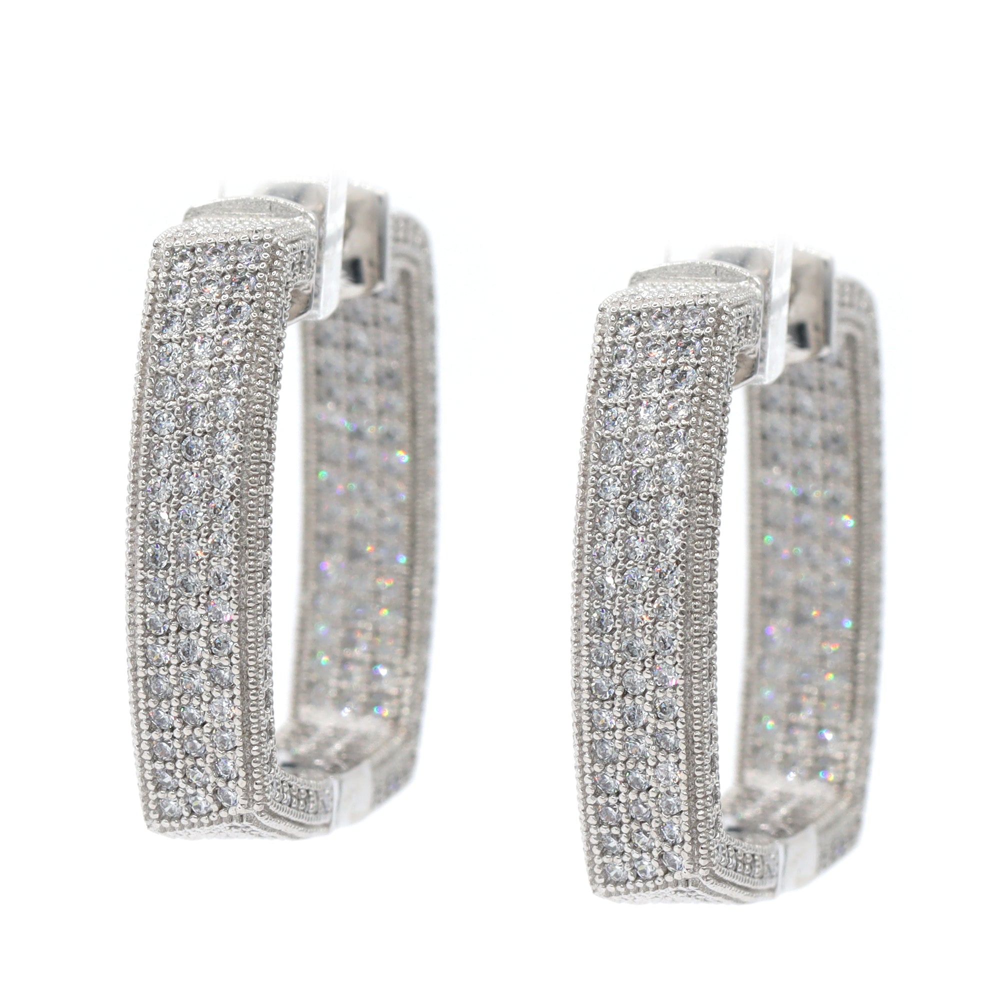 Boucles d'oreilles pendantes à billes en argent sterling Signity avec oxydes de zirconium