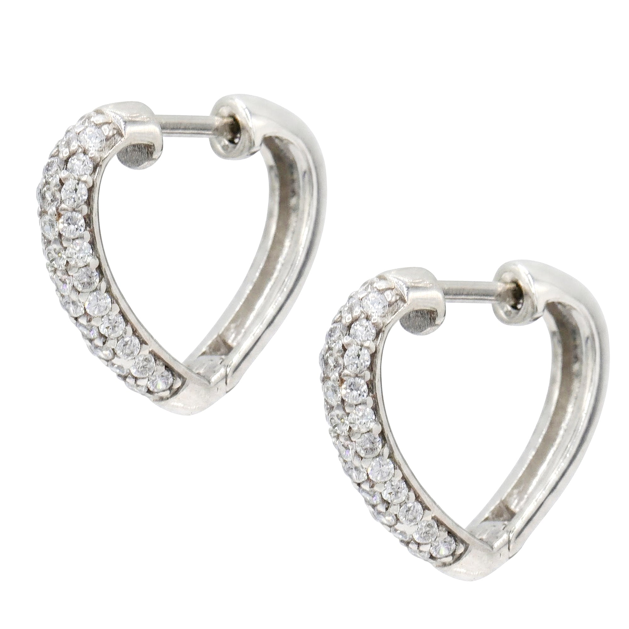 Signity Sterling Silver Choice of Color Cubic Zirconia Heart Hoop Earrings