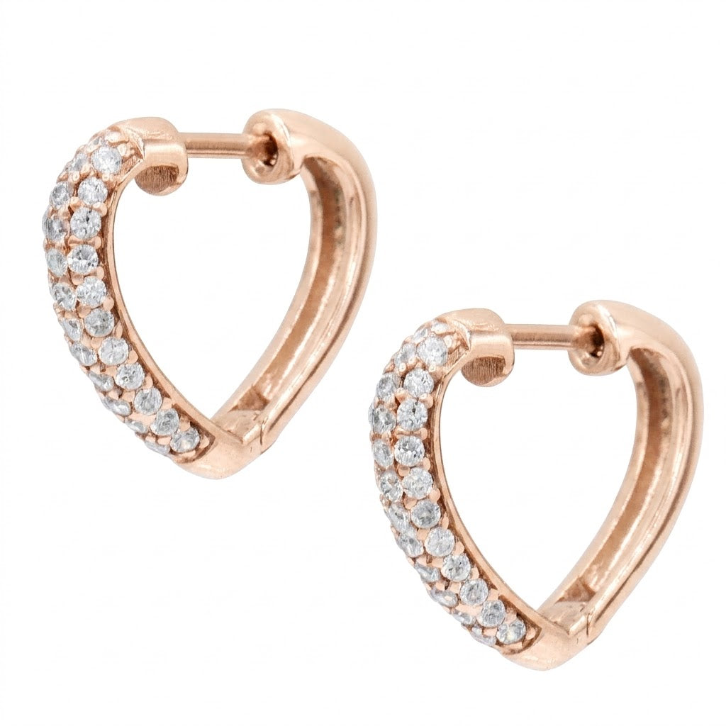 Signity Sterling Silver Choice of Color Cubic Zirconia Heart Hoop Earrings