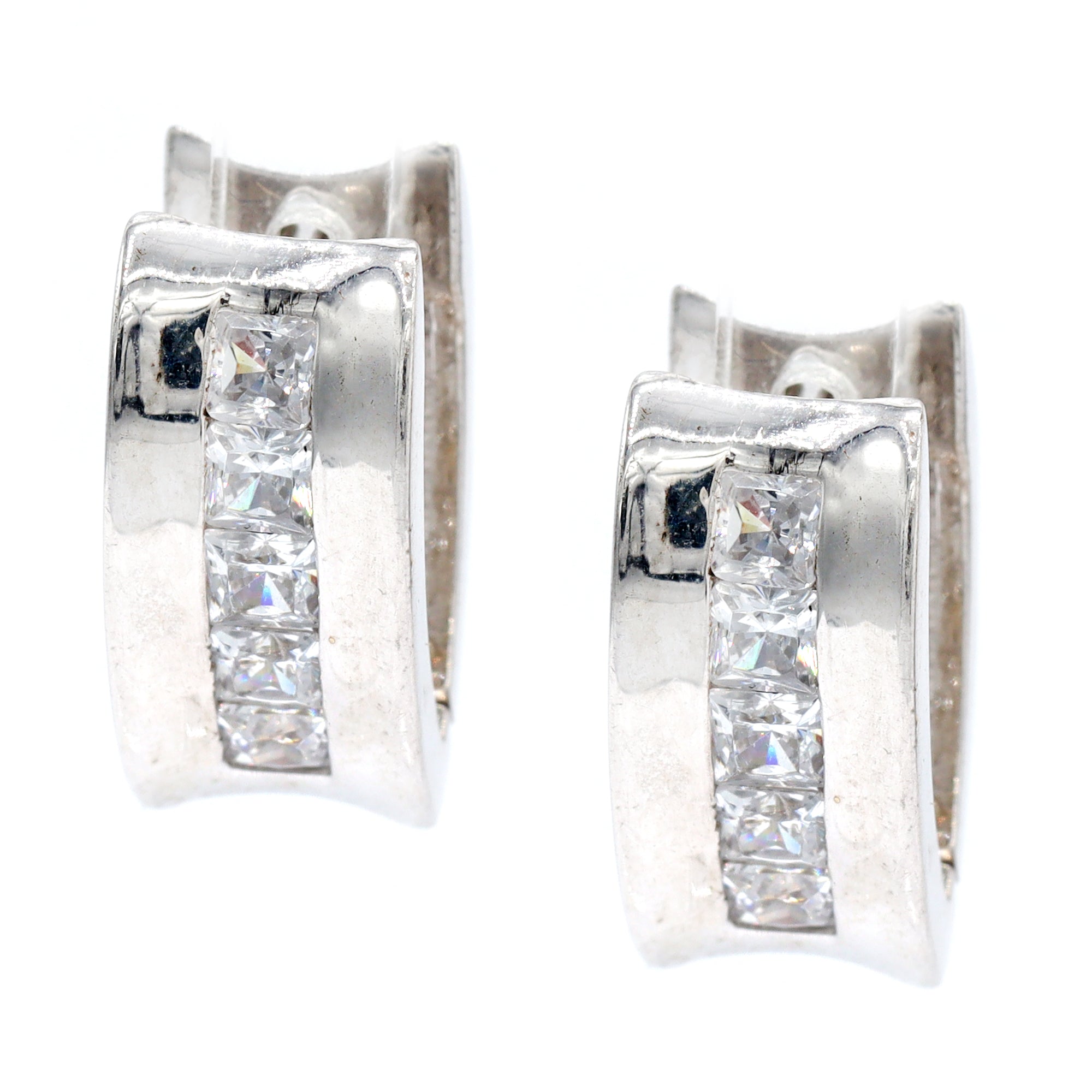 Signity Sterling Silver Choice of Color Cubic Zirconia Hoop Earrings