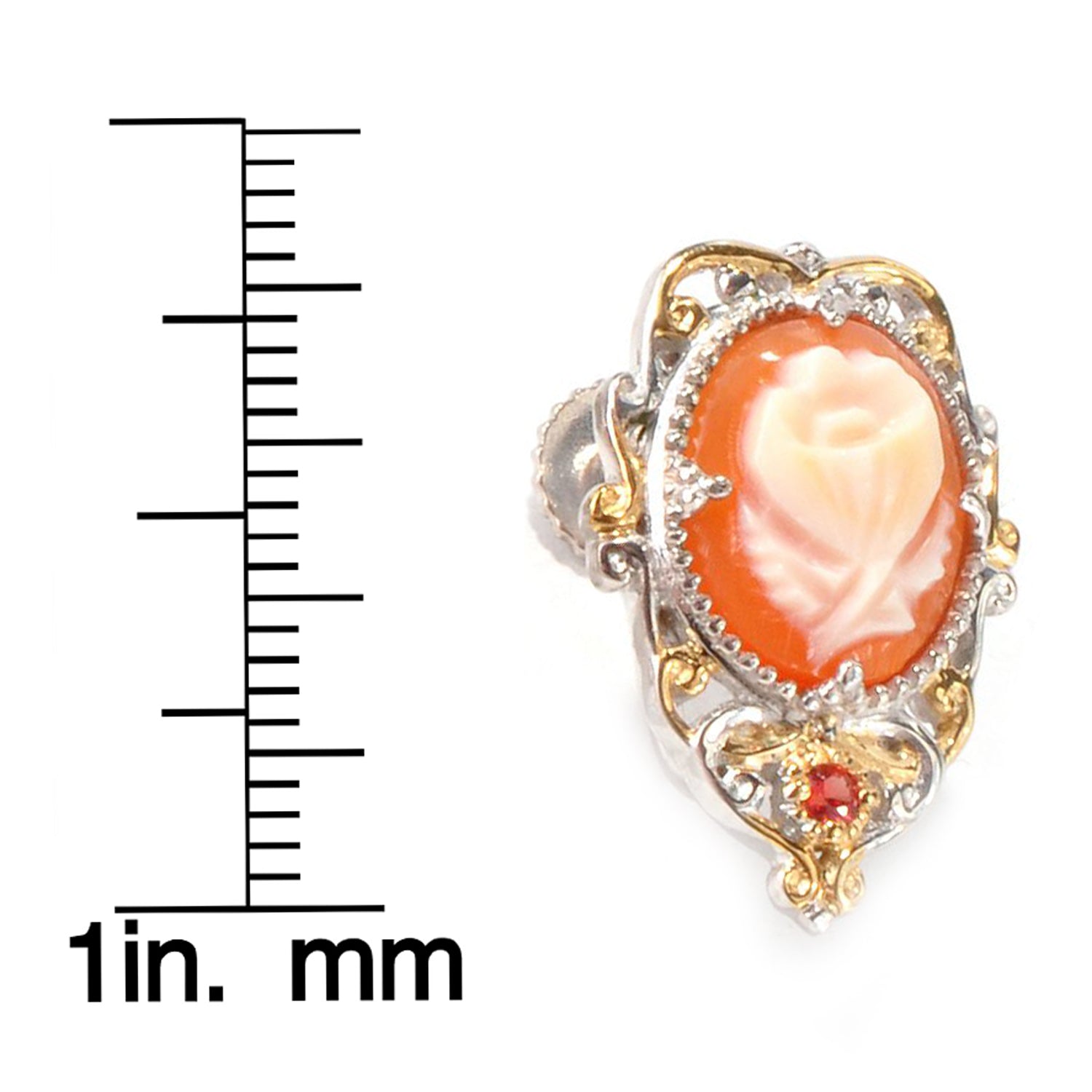 Gems en Vogue 3.50ctw Cameo & Orange Sapphire Flower Earrings