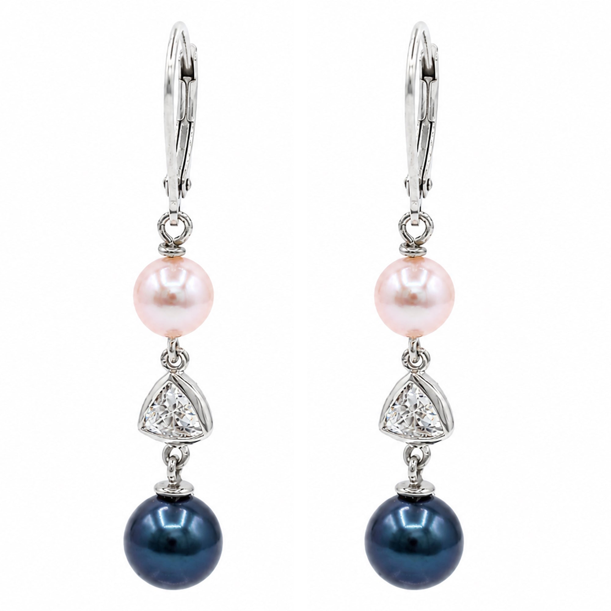 Michael's Classics Pink & Peacock Pearl Earrings