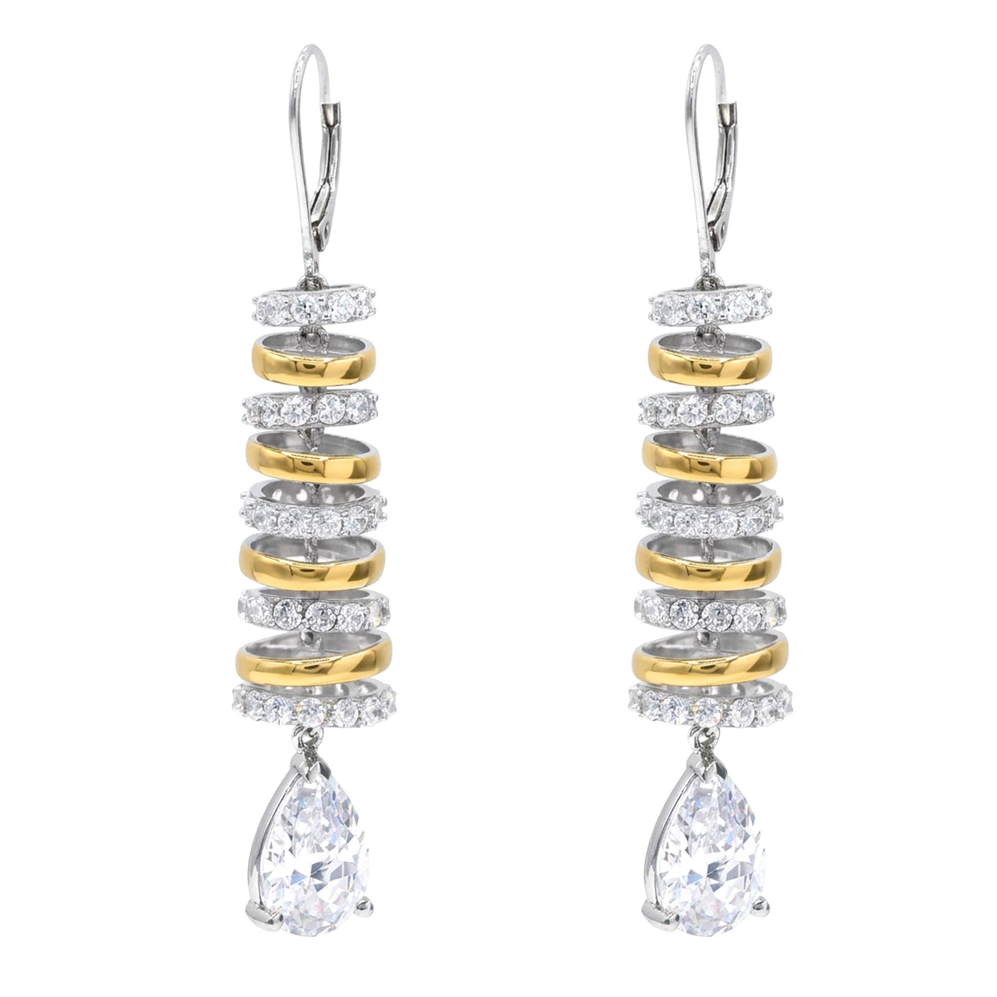 Signity Sterling Silver Cubic Zirconia Motion Drop Earrings