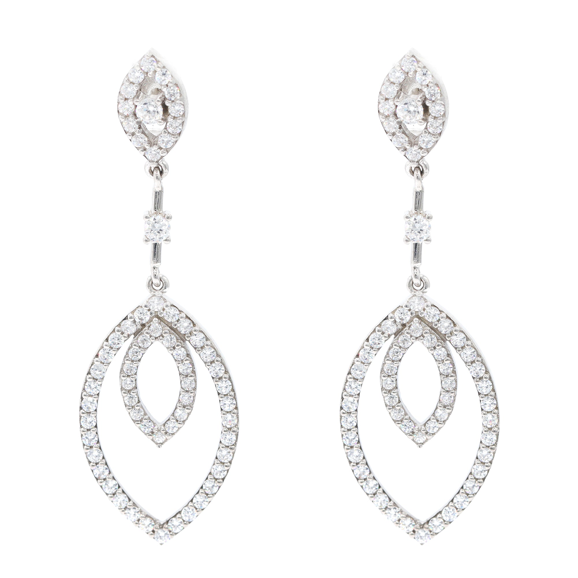 Signity Sterling Silver Cubic Zirconia Drop Earrings