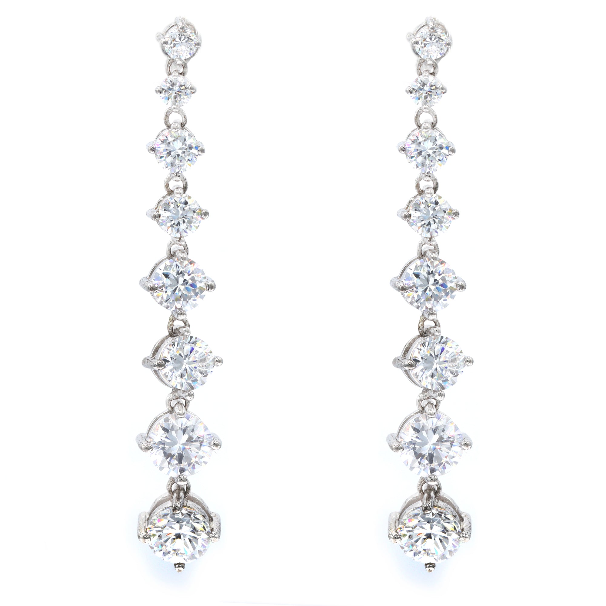 Signity Sterling Silver Graduating Cubic Zirconia Drop Earrings