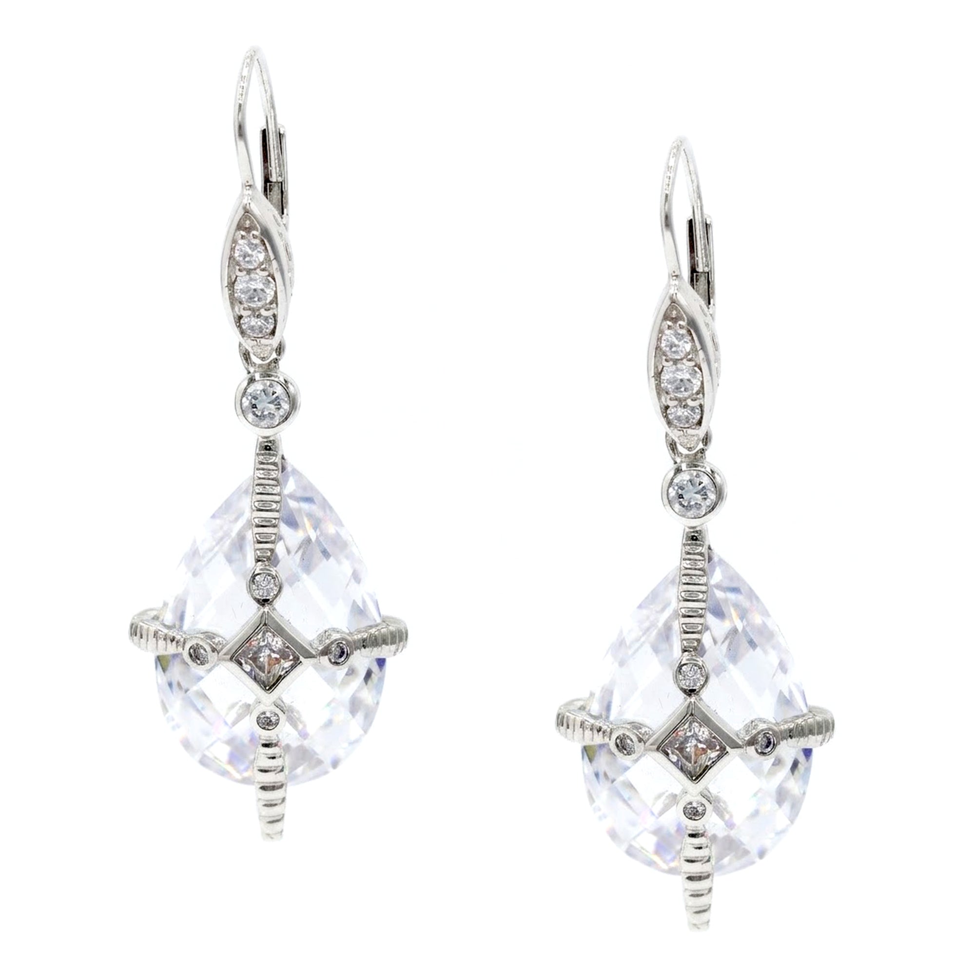 Signity Sterling Silver Cubic Zirconia Drop Earrings