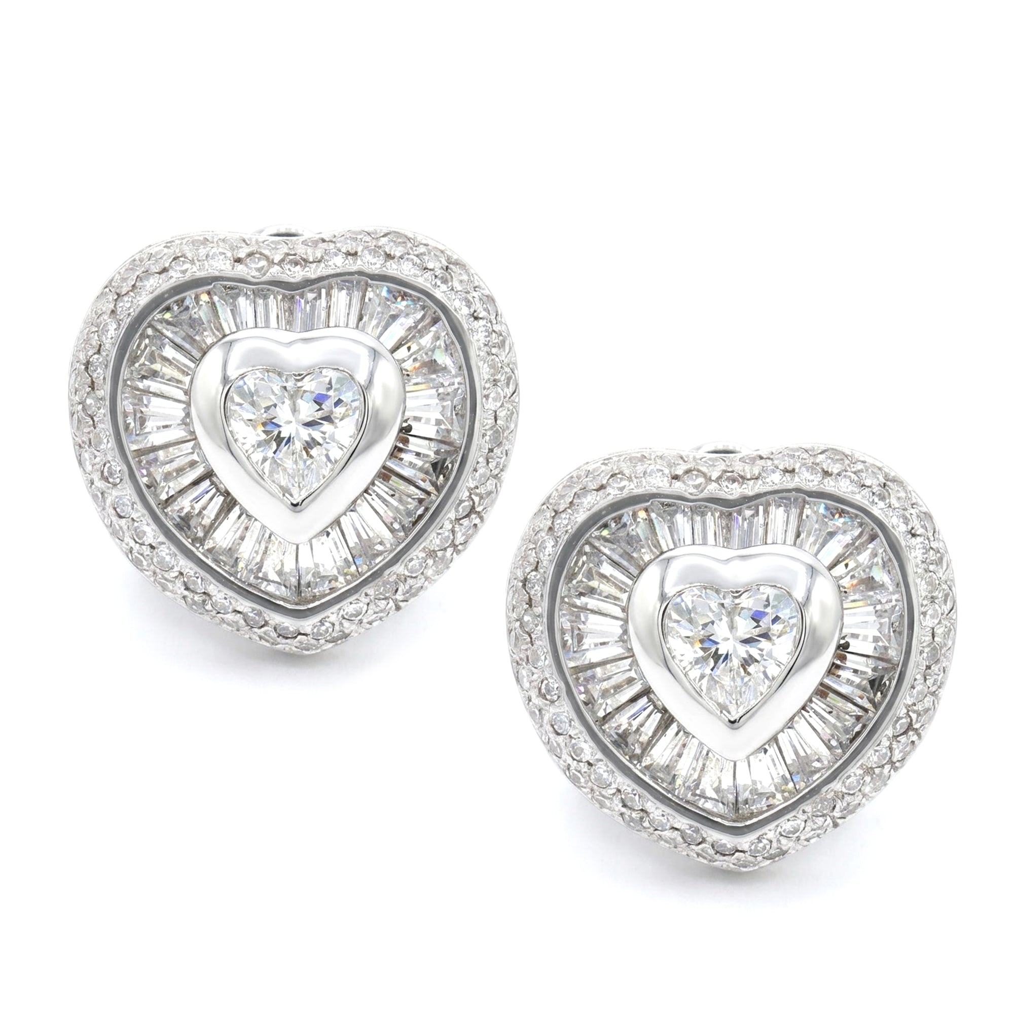 Signity Sterling Silver Cubic Zirconia Heart Earrings