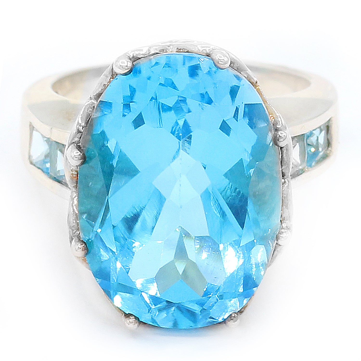 BBG Gems 16.72ctw Swiss Blue Topaz Ring