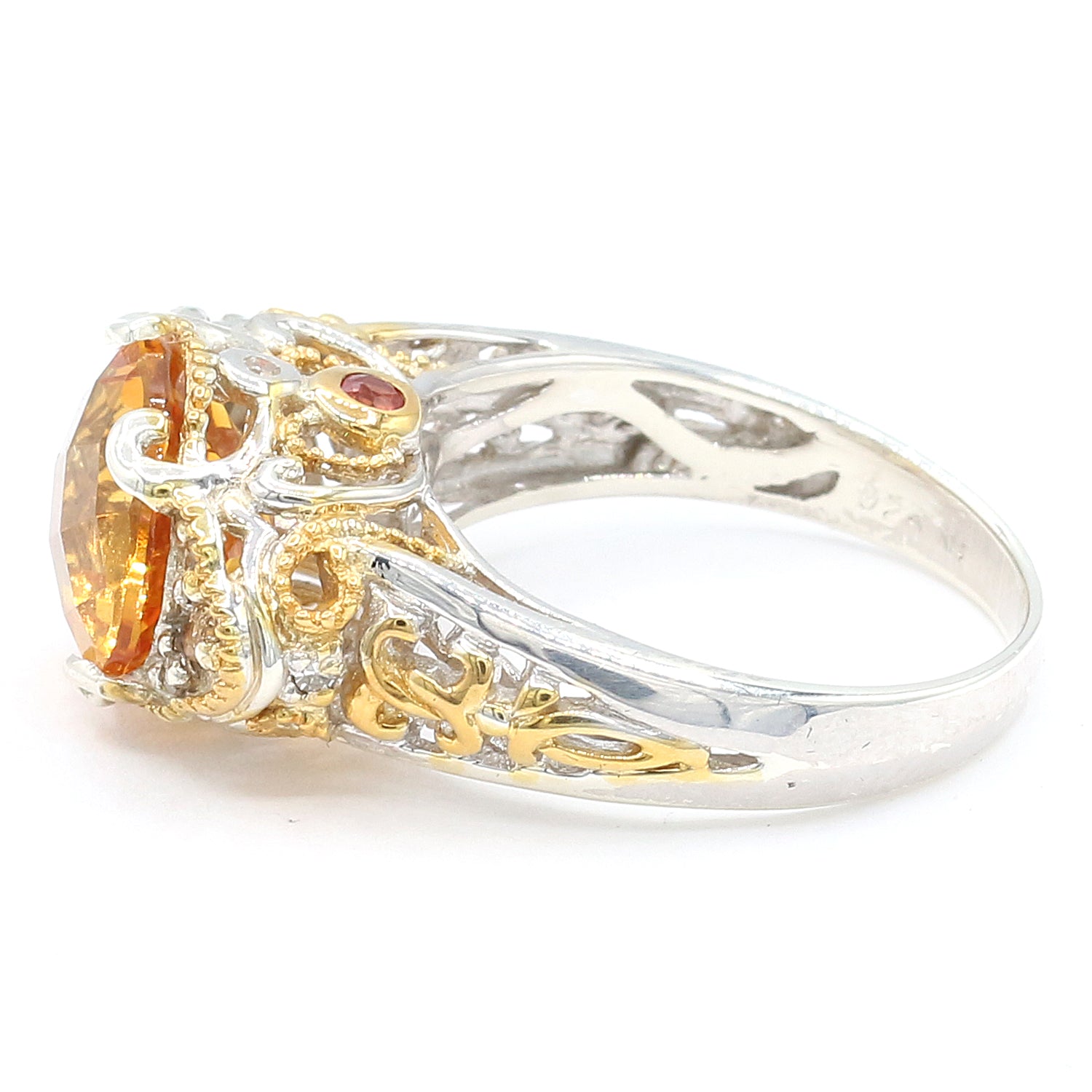 Gems en Vogue 3.57ctw Ametista Citrine, Sapphire & Diamond Ring