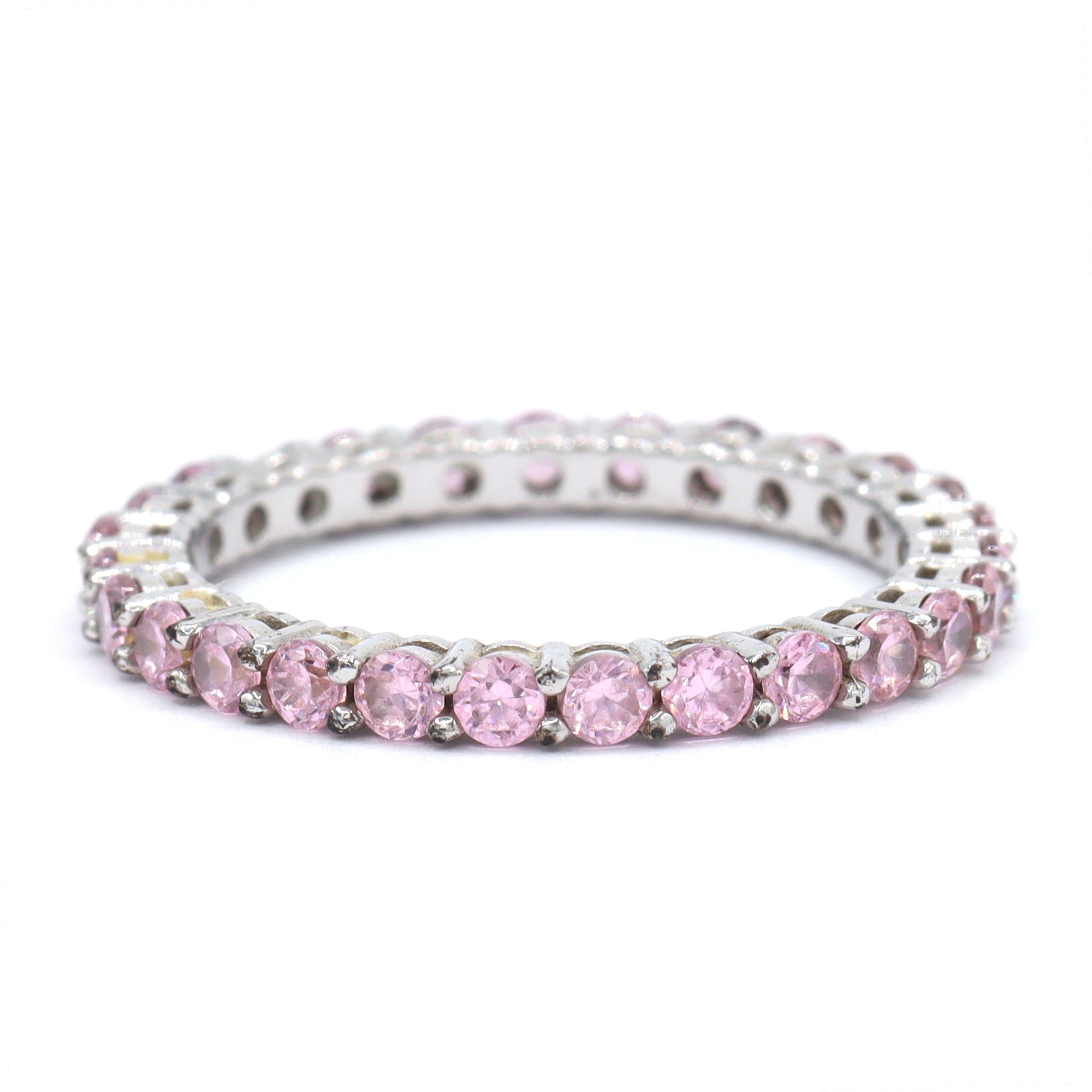 Signity Sterling Silver Choice of Color Cubic Zirconia Eternity Band Ring CANNOT BE RESIZED