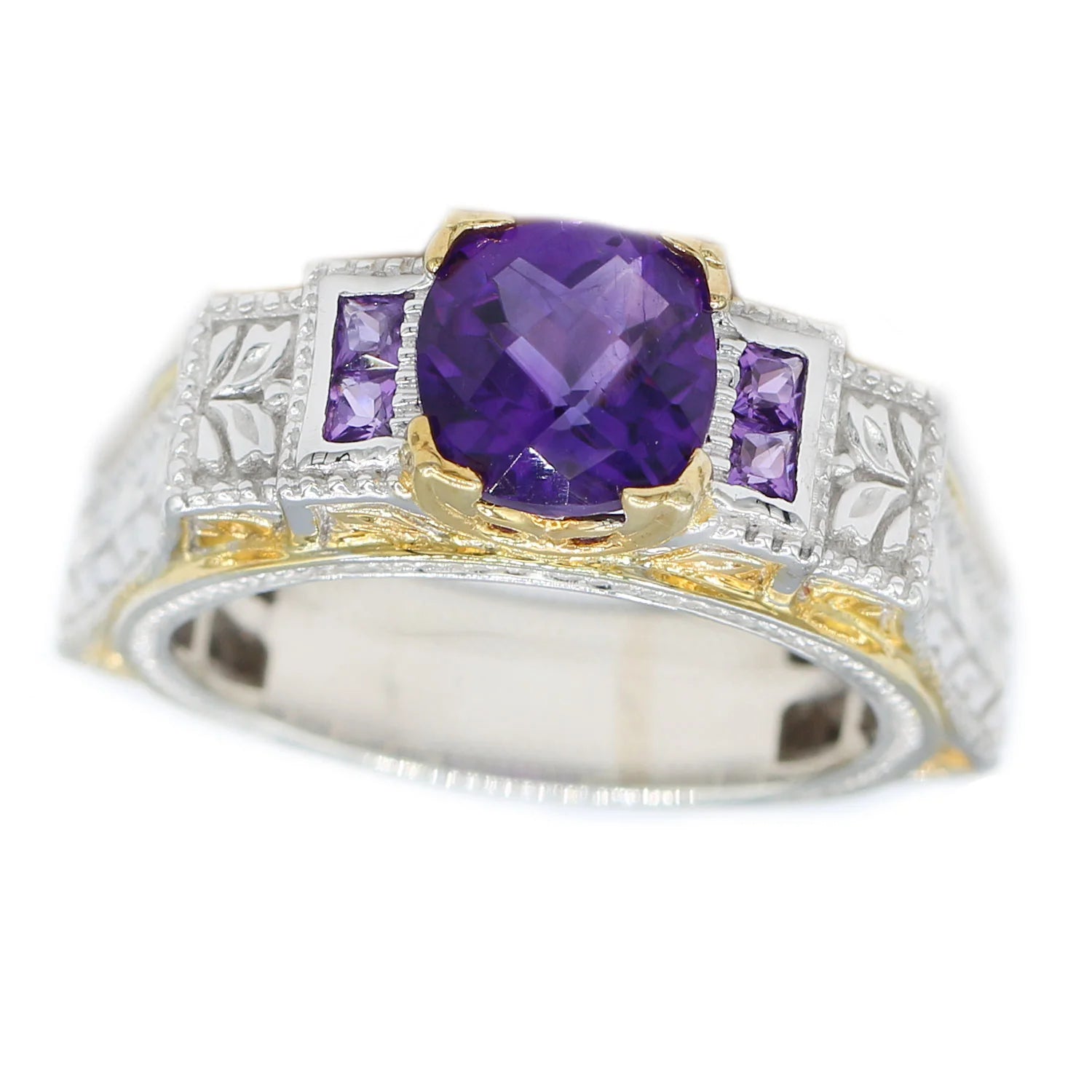 Gems en Vogue 6.95ctw African Amethyst & White Sapphire Ring