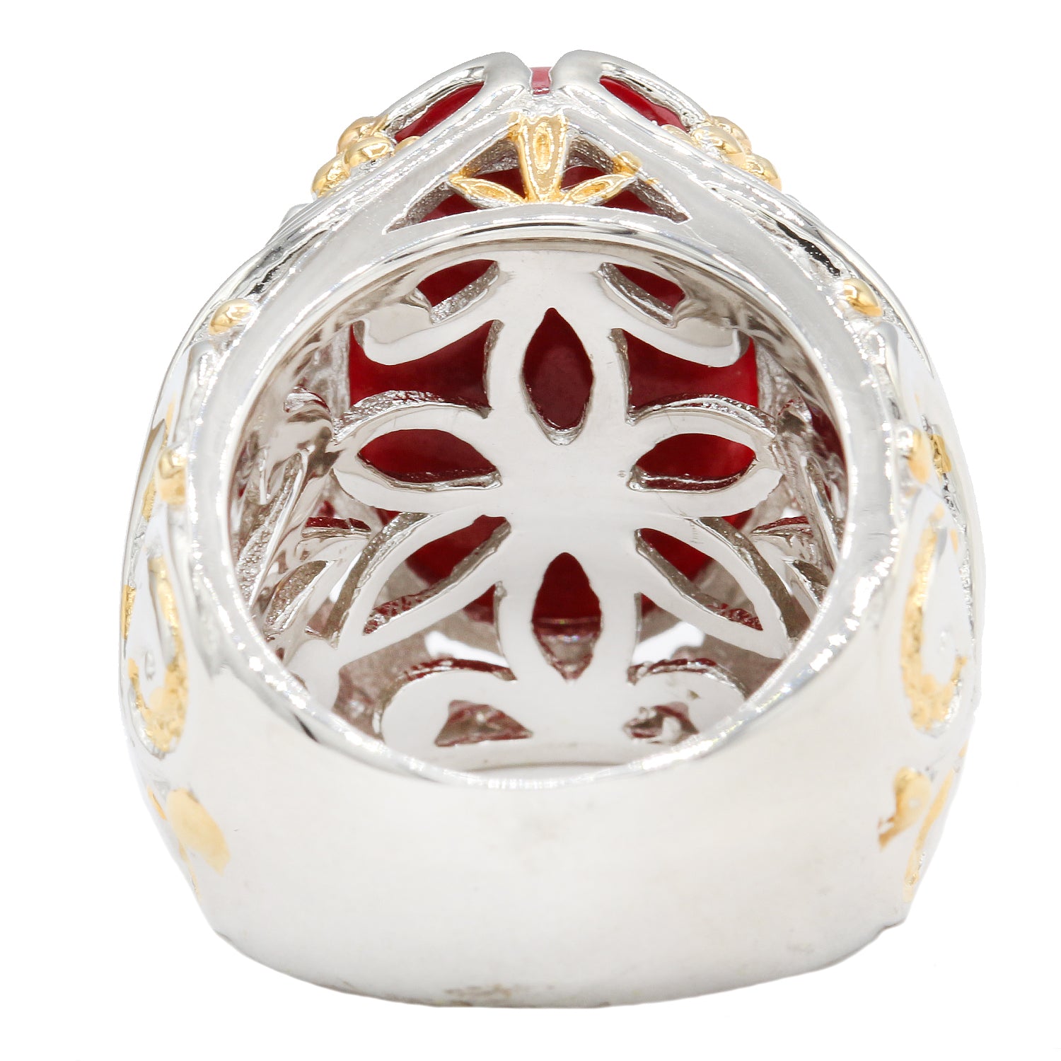 Gems en Vogue Red Jade & White Sapphire Ring