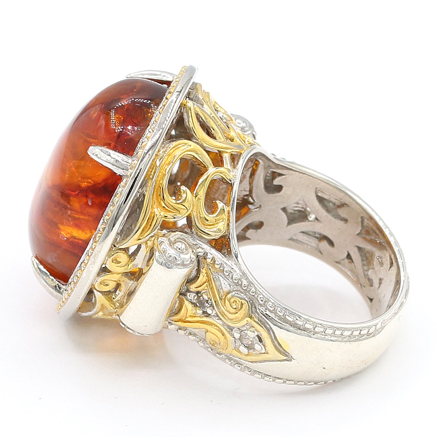 Gems en Vogue Amber & White Sapphire Ring