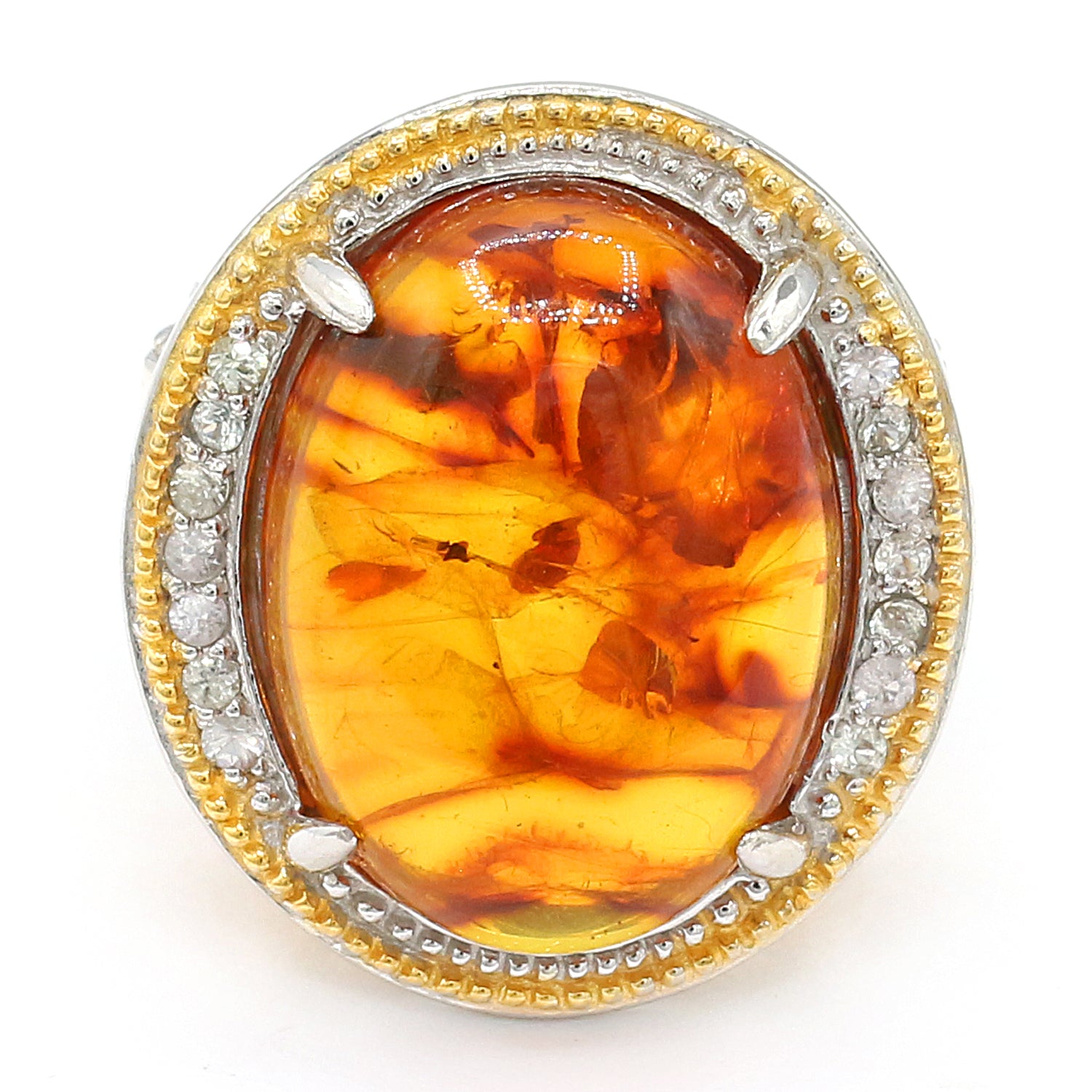 Gems en Vogue Amber & White Sapphire Ring