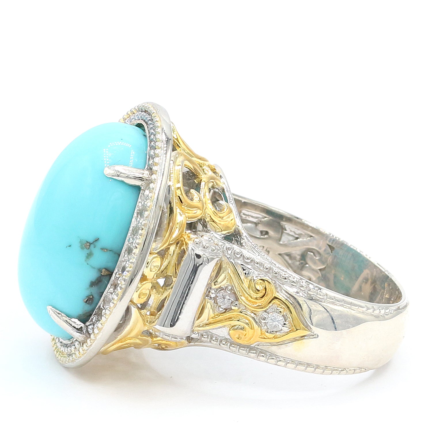 Gems en Vogue Kingman Turquoise & White Sapphire Ring