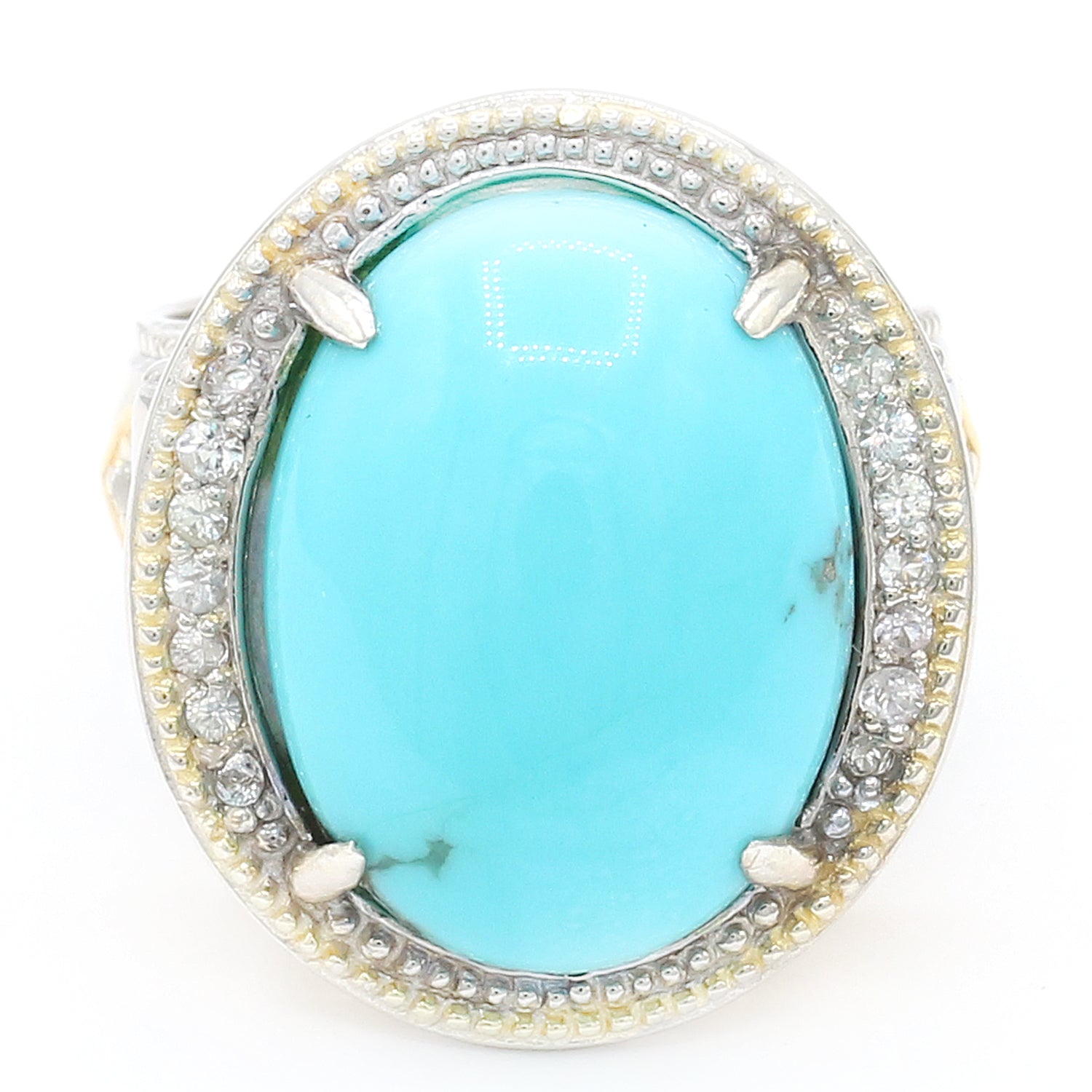 Gems en Vogue Kingman Turquoise & White Sapphire Ring